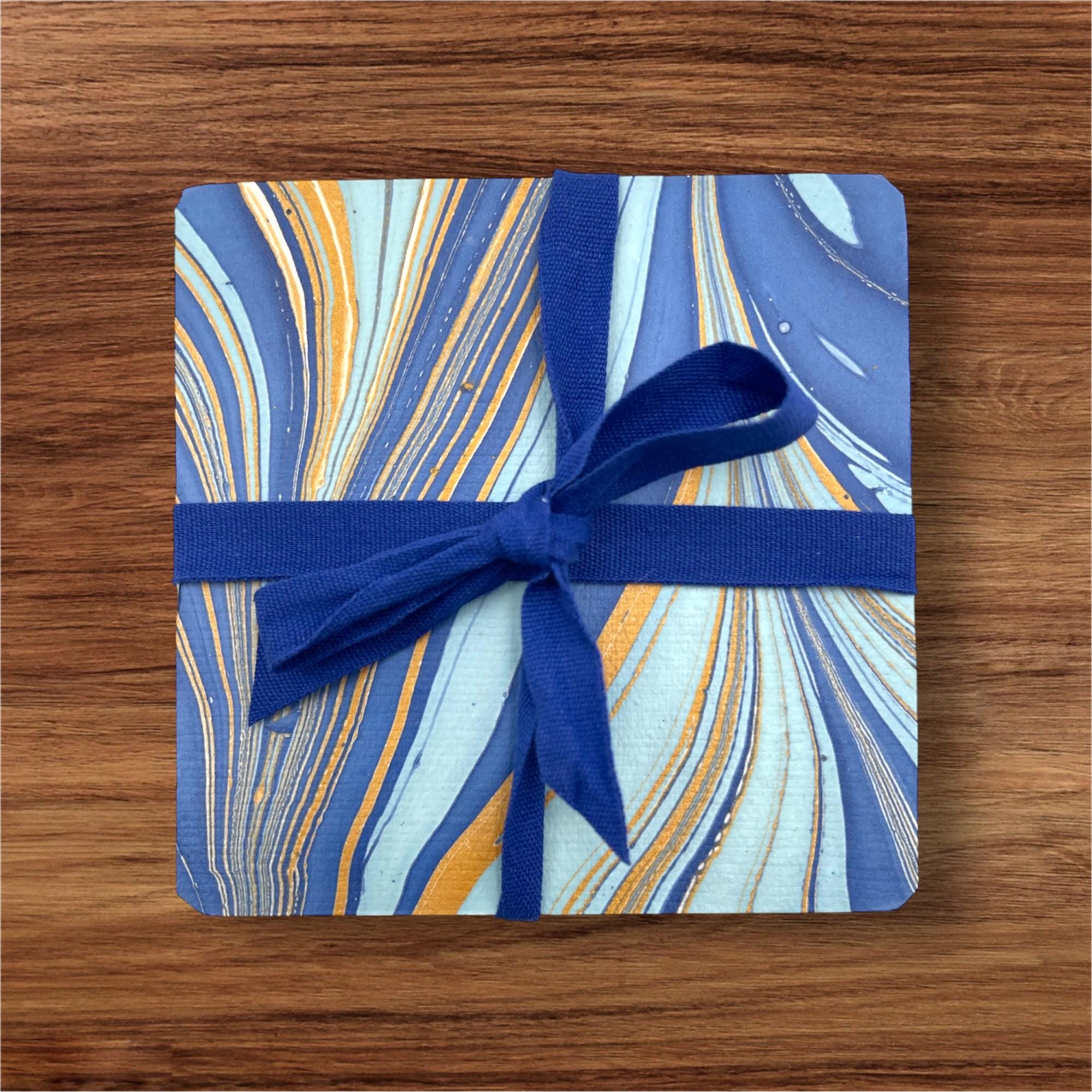 4 hand marbled coasters / 4 sous-verre marbré à la main