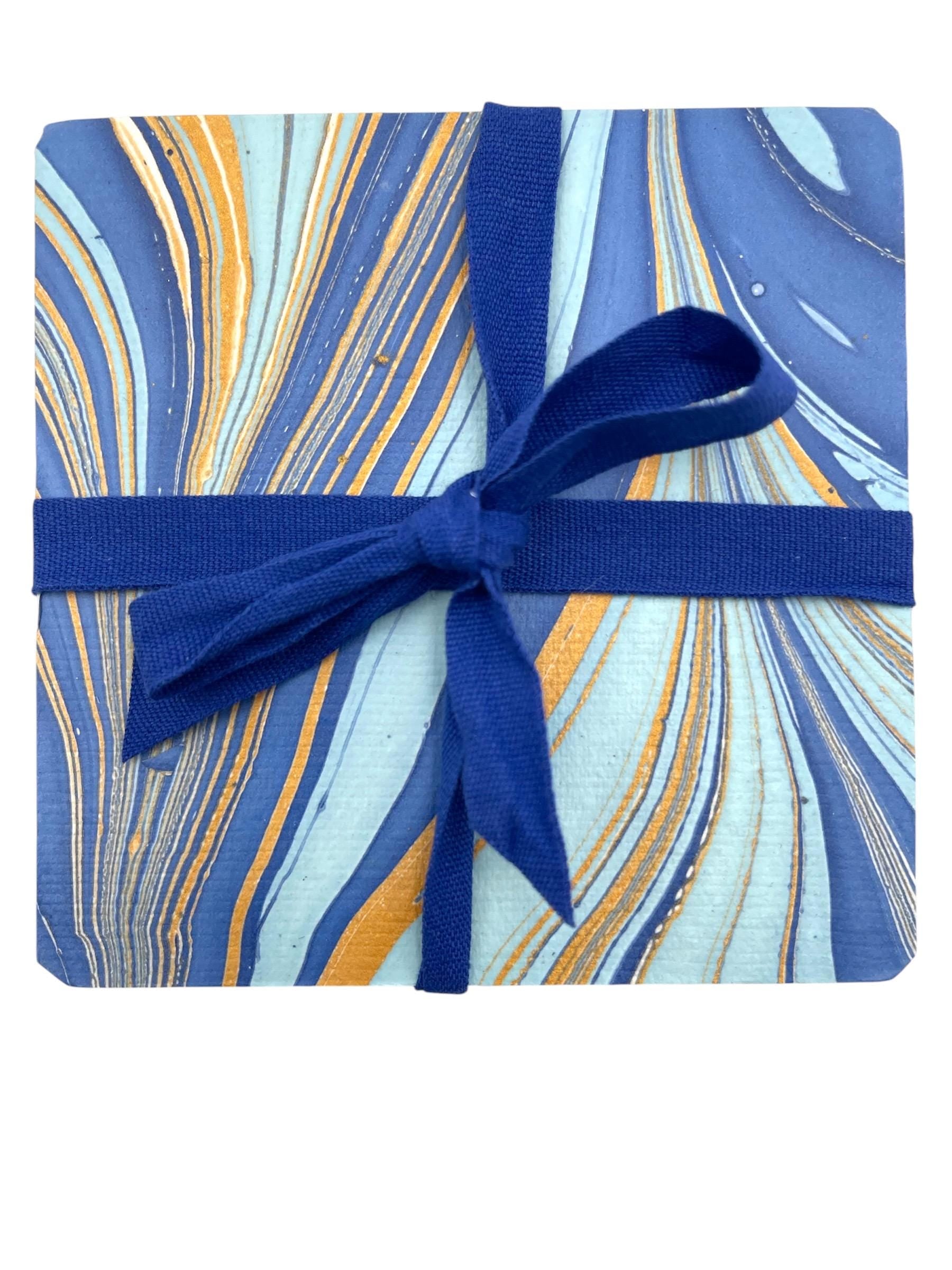 4 hand marbled coasters / 4 sous-verre marbré à la main