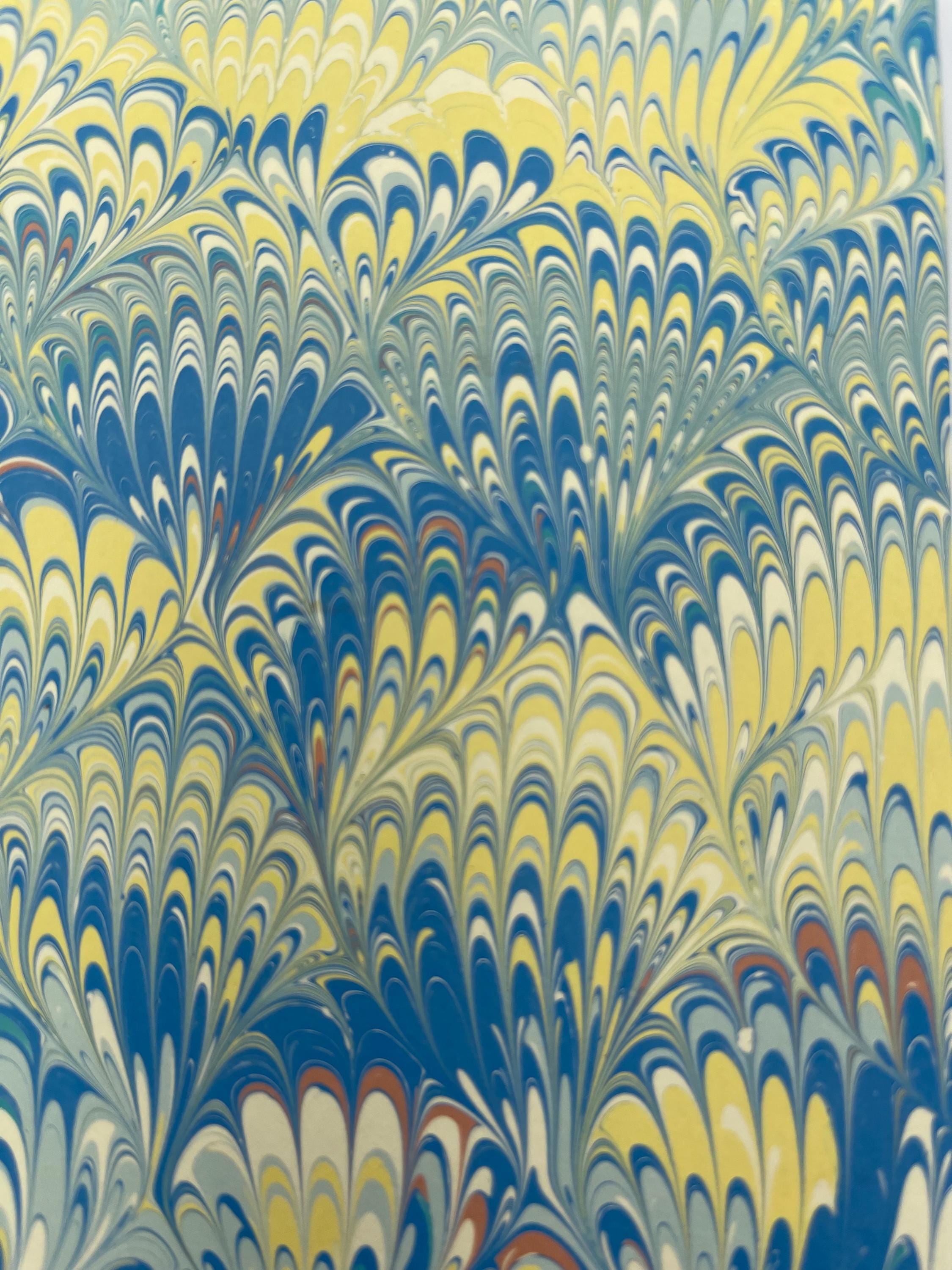 Handmade A6 Notebook with a Hand Marbled Hard Cover - Carnet A6 Fait Main avec Couverture Rigide Marbrée à la Main