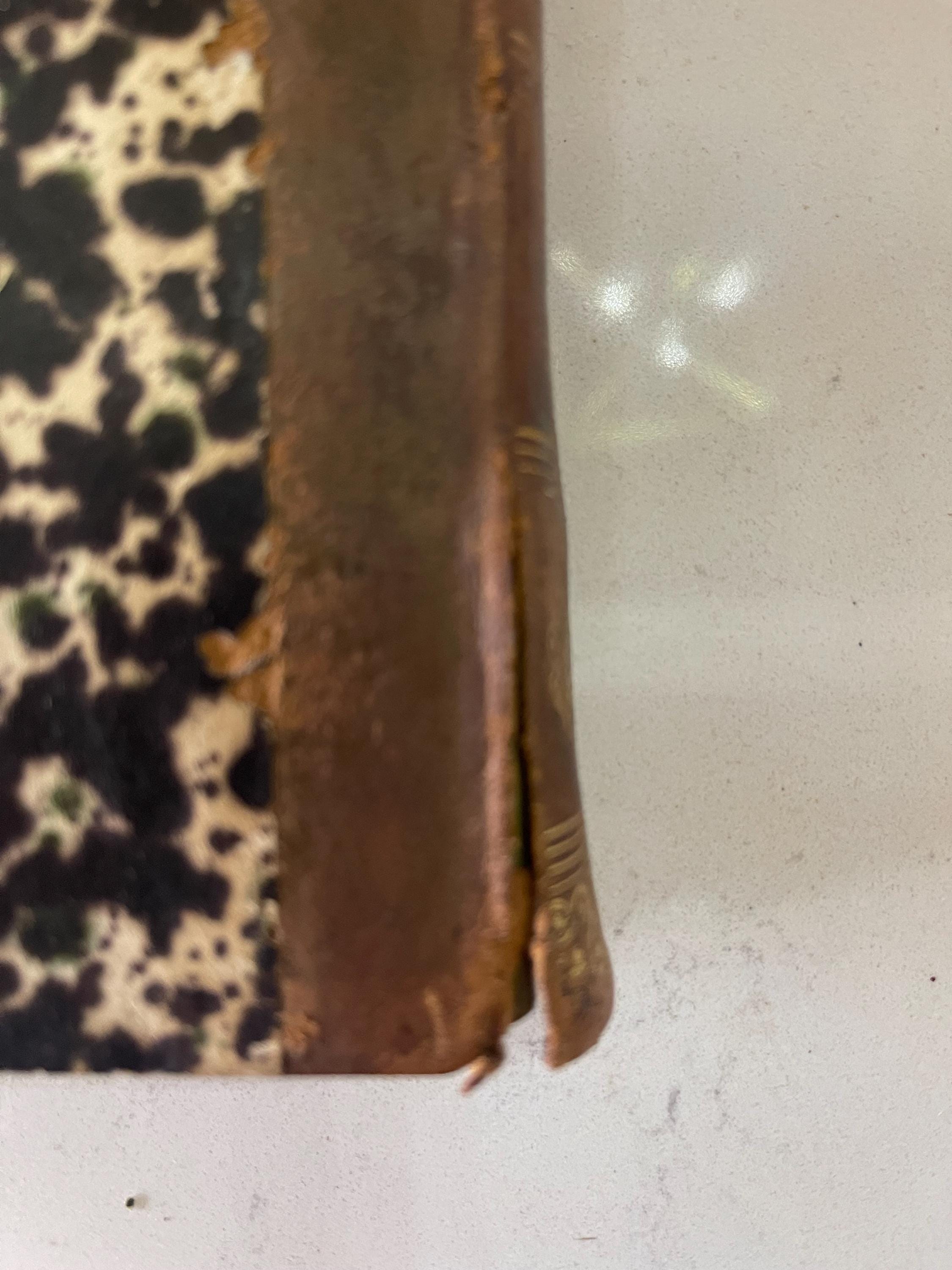 Antique French leather bound marbled book from 1838 - Manuel des Justices de Paix, Tome 2.