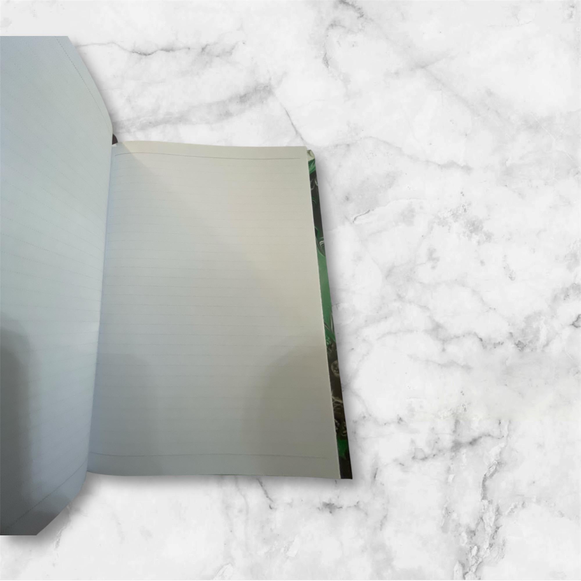 Marbled Notebook/Journal Hard Cover, Hand Made - Green and Grey A5