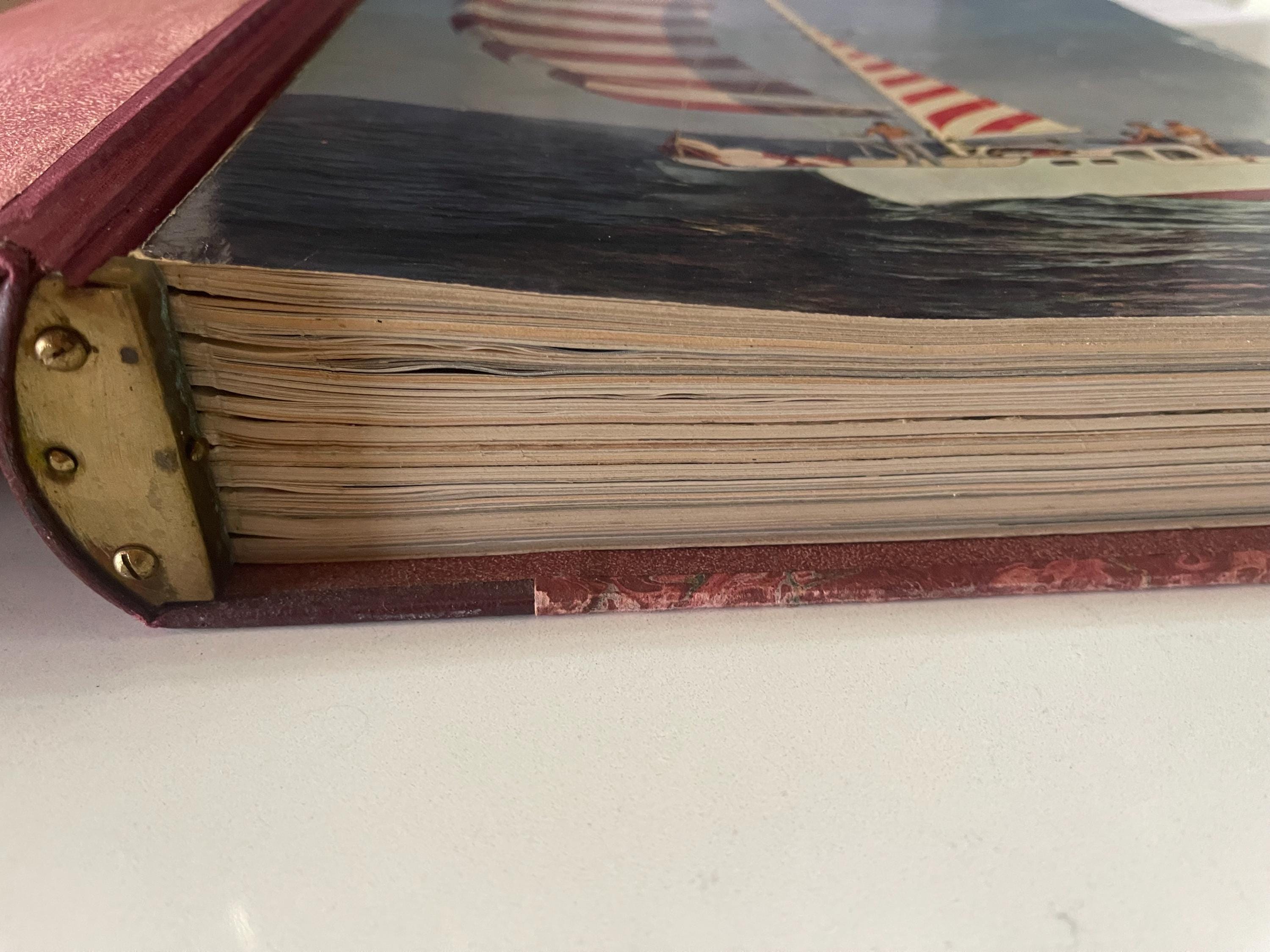 2 marbled, leather-bound volumes of 12 issues of the iconic French magazine Réalités dating from 1953.