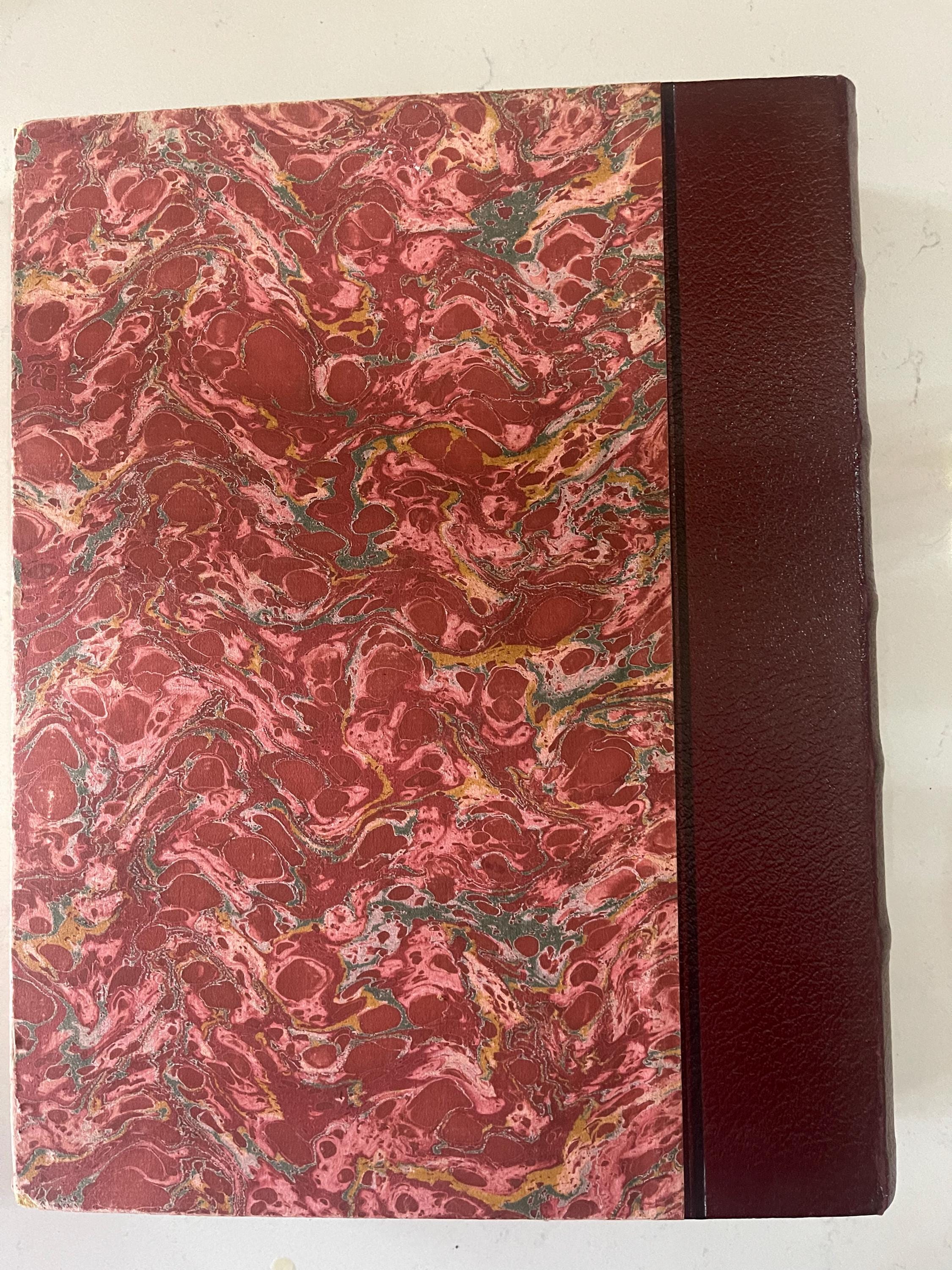 2 marbled, leather-bound volumes of 12 issues of the iconic French magazine Réalités dating from 1953.