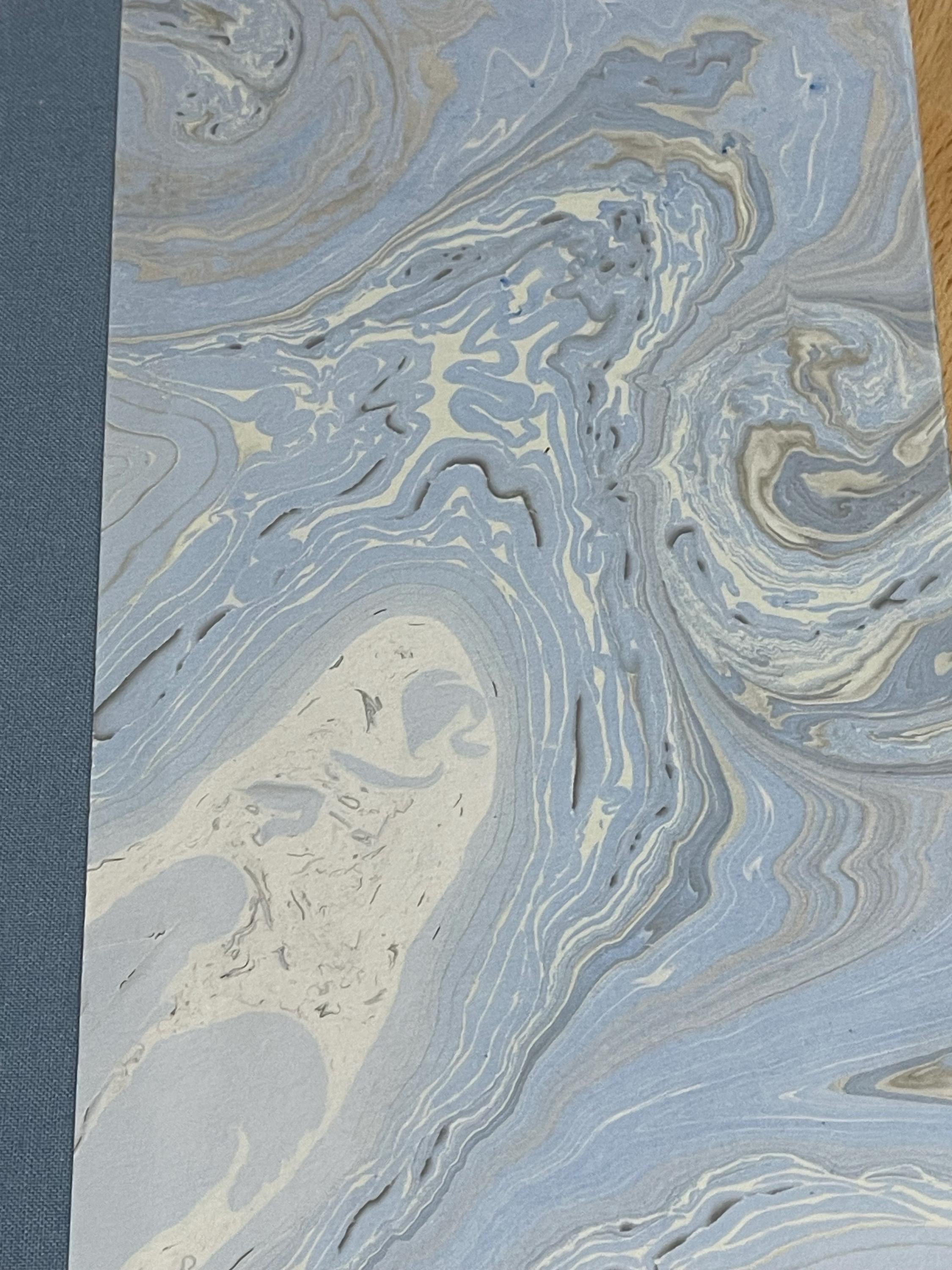 Marbled Notebook/Journal A5 Hard Cover, Hand Made, Blue, suminagashi technique - lined pages