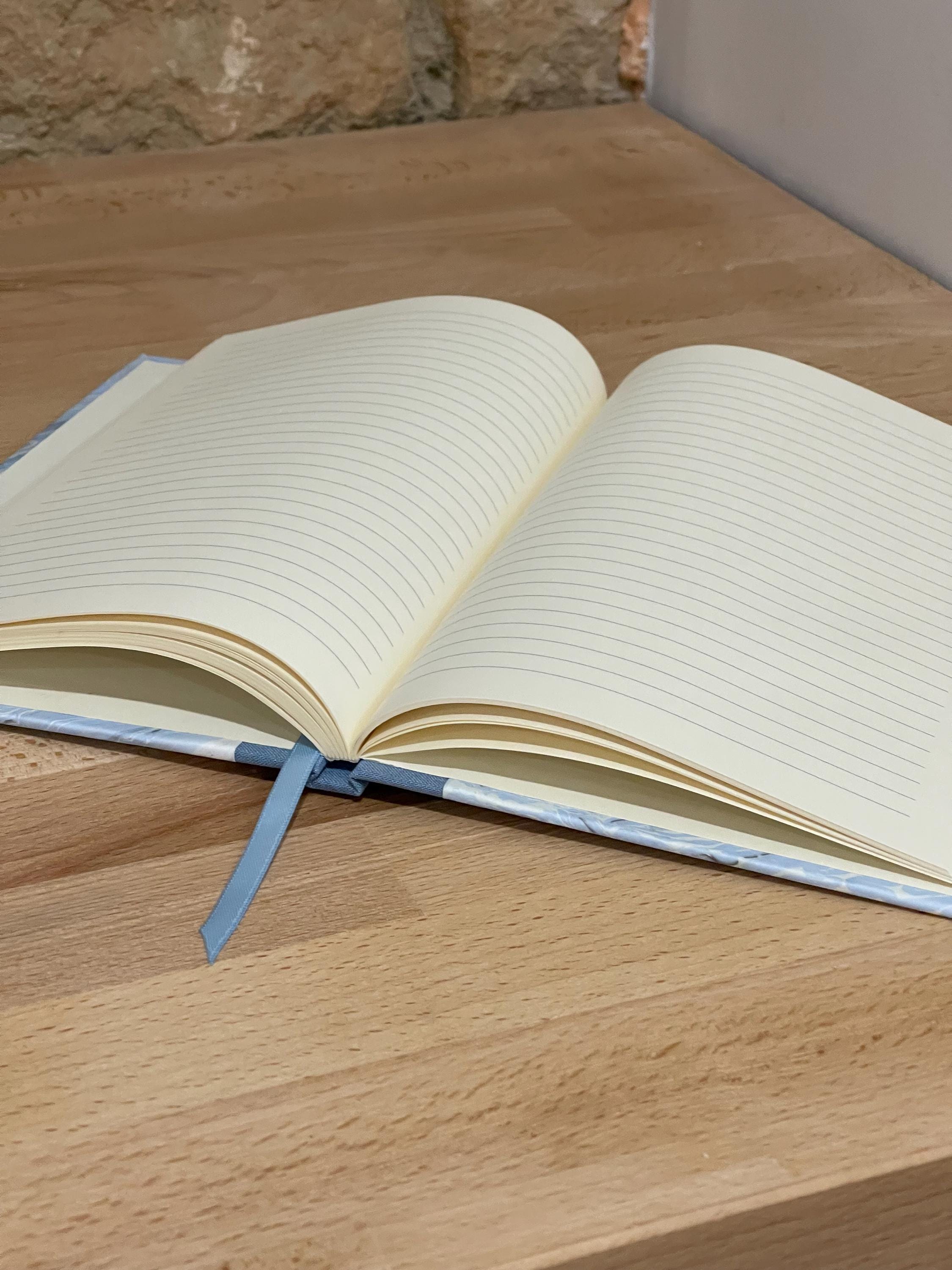 Marbled Notebook/Journal A5 Hard Cover, Hand Made, Blue, suminagashi technique - lined pages