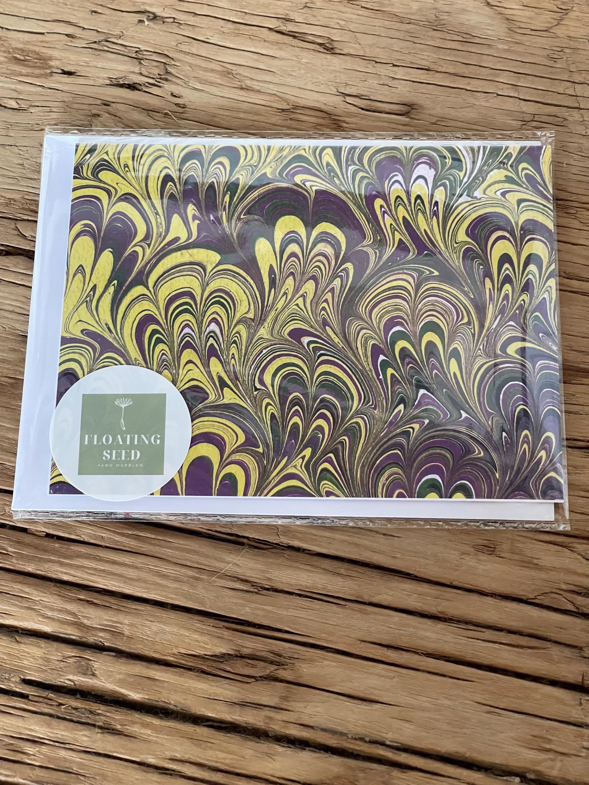 Printed marbled card with envelope, blank inside ideal for thank you notes or general gifts