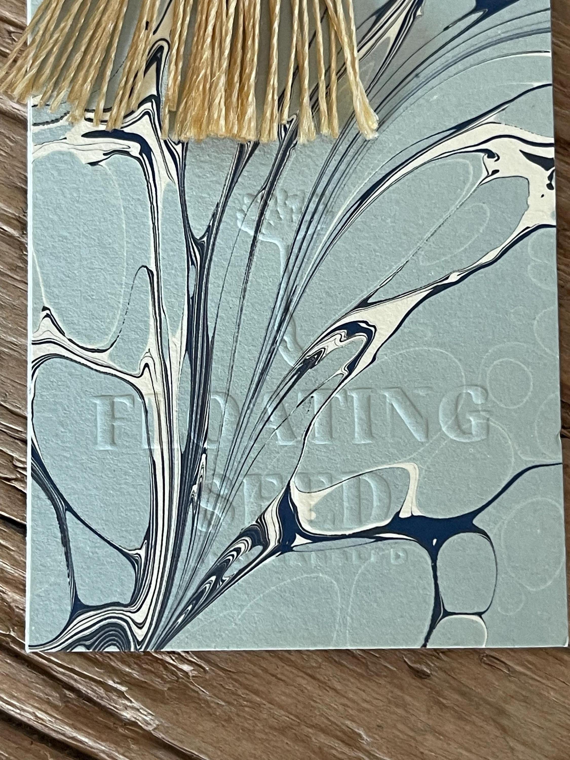 Bookmark, unique hand marbled with matching tassel, ideal small gift for any book lover