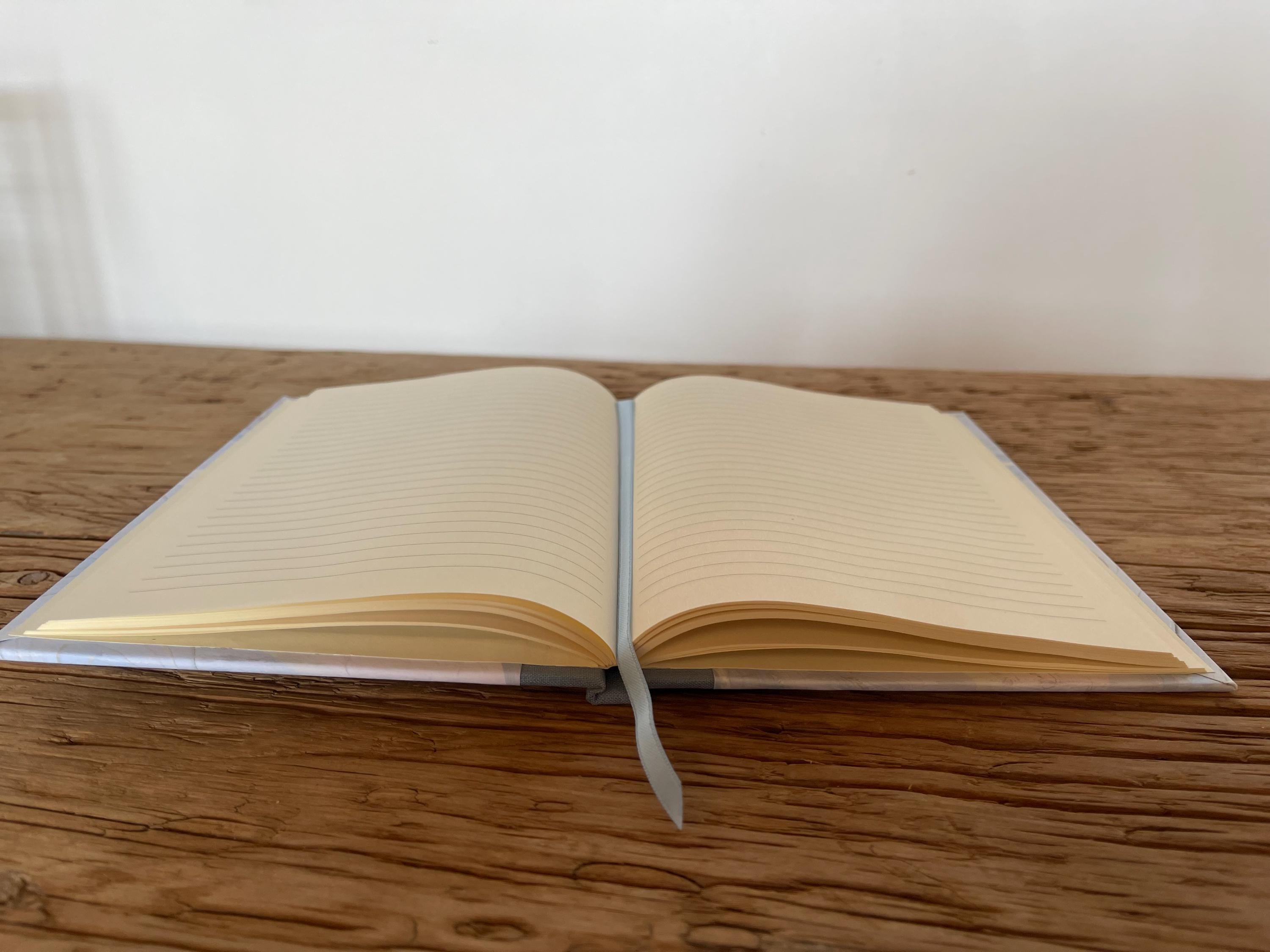 Marbled Notebook/Journal A5 Hard Cover, Hand Made, Blue, suminagashi technique - lined pages