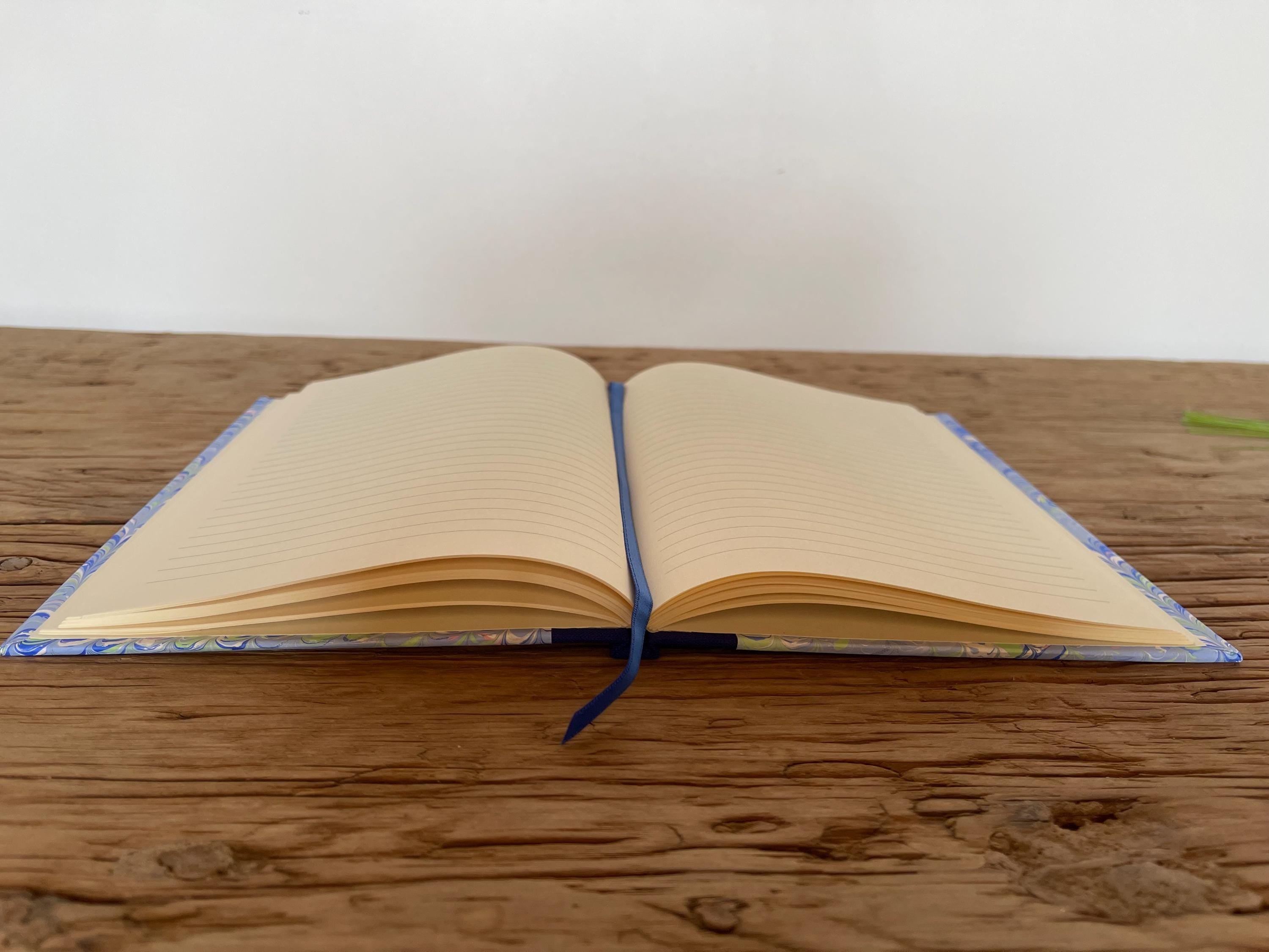 Blue Marbled Notebook/Journal A5 Hard Cover, Hand Made, non pareil technique - lined pages
