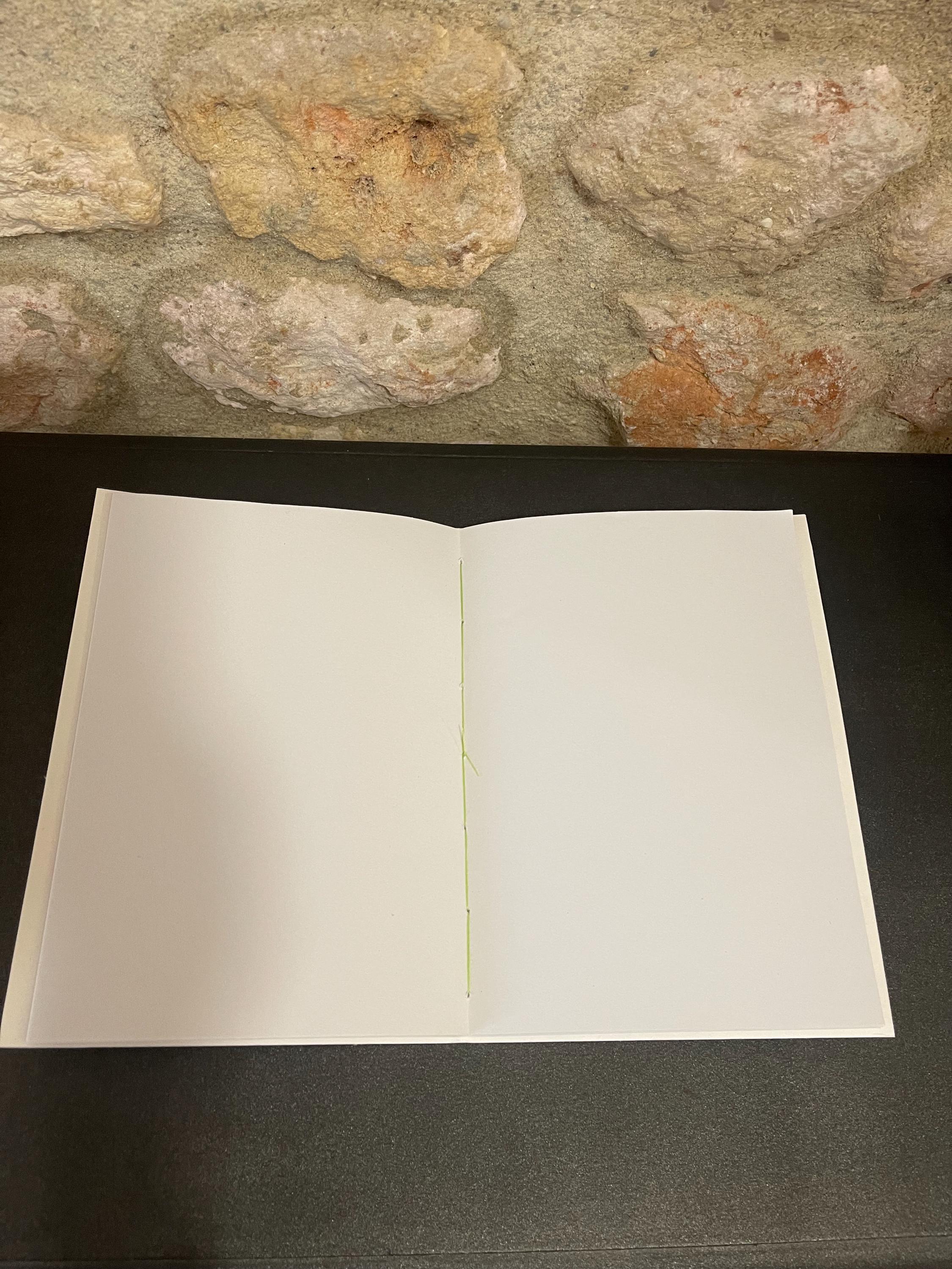 Hand sewn, hand marbled sketchbook, notebook, journal, softcover in sunny yellows and greens with recycled 120g white plain drawing pages.