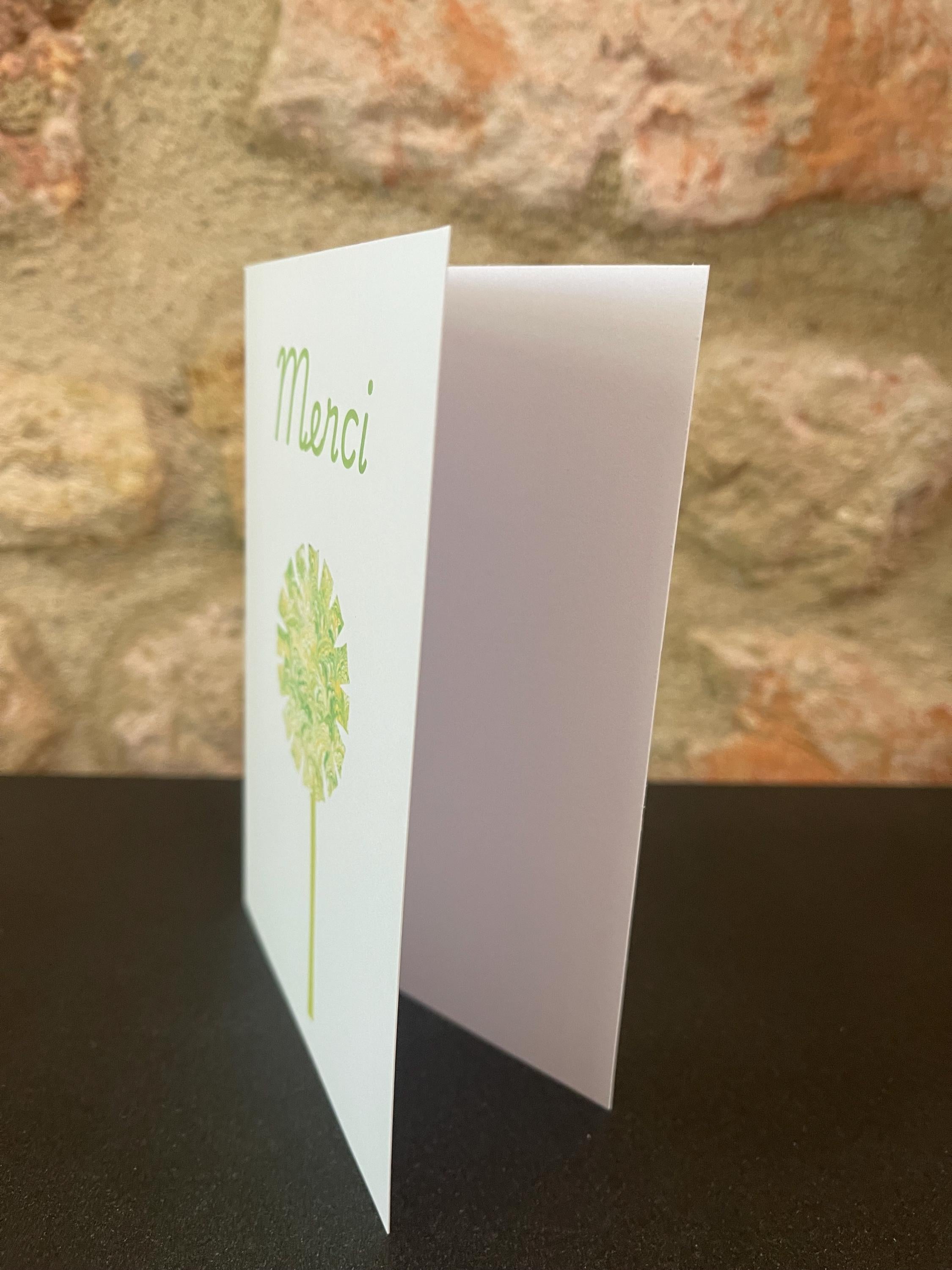 2 Cartes Merci- Printed marbled cards with envelopes, blank inside ideal for your thank you messages