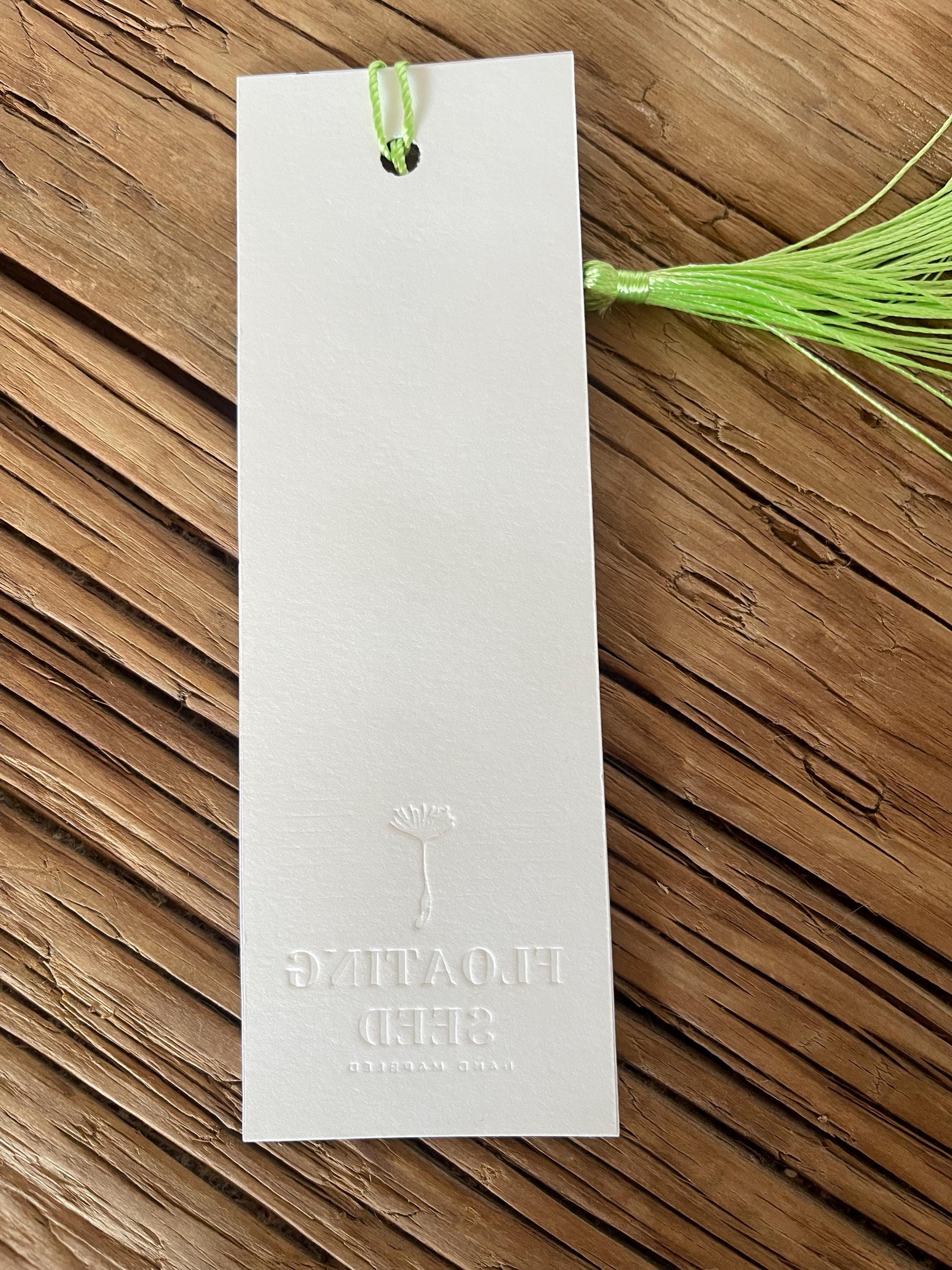 Bookmark, unique hand marbled with matching tassel, blue, yellow and green ideal small gift for any book lover or paper wedding anniversary