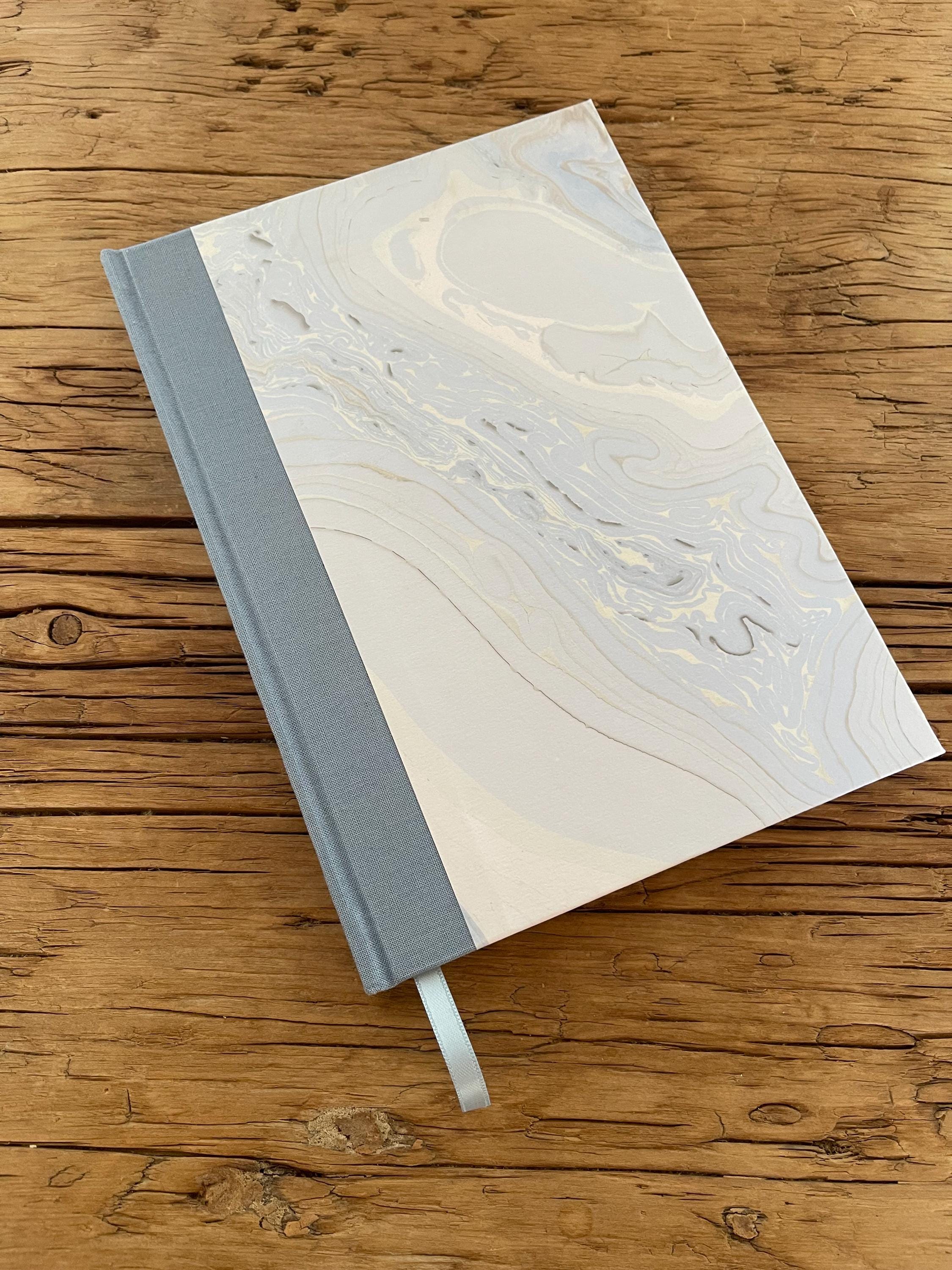 Marbled Notebook/Journal A5 Hard Cover, Hand Made, Blue, suminagashi technique - lined pages