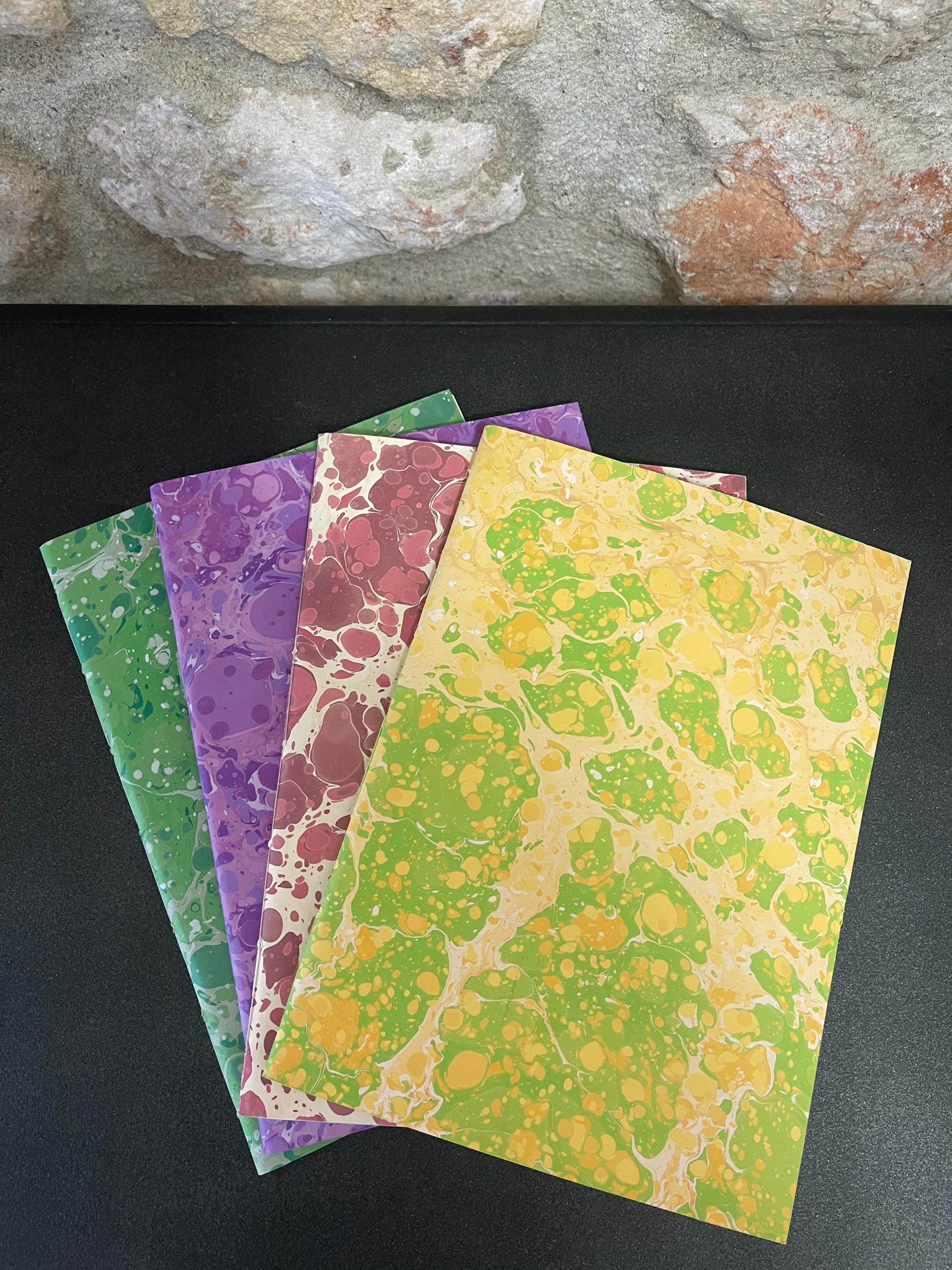 Hand sewn, hand marbled sketchbook, notebook, journal, softcover in cream and burgundy with recycled cream plain pages.