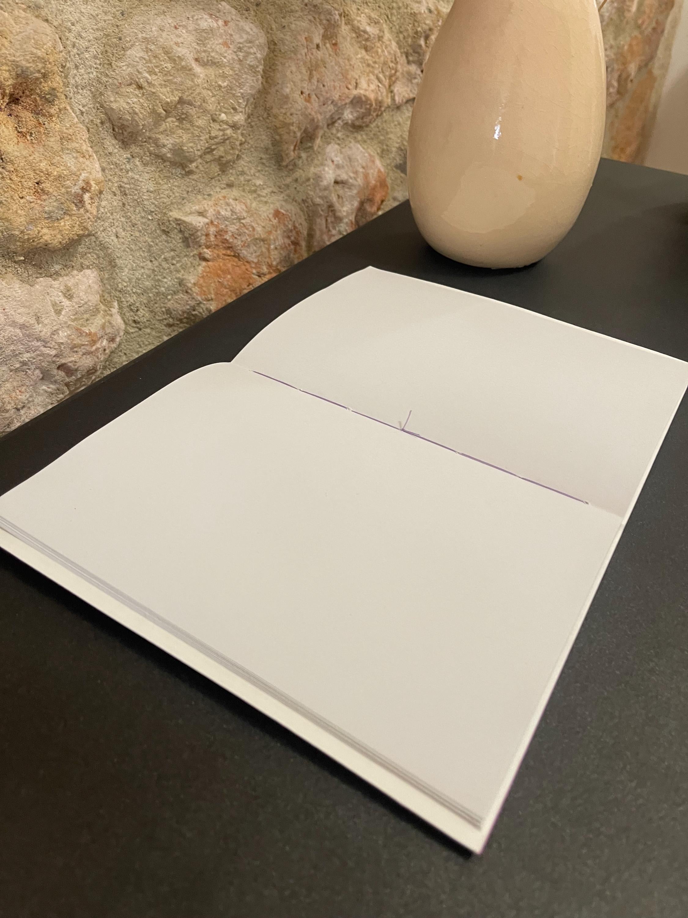 Hand sewn, hand marbled sketchbook, notebook, journal, softcover in lavender, purples w/ splashes of white with recycled white plain pages.