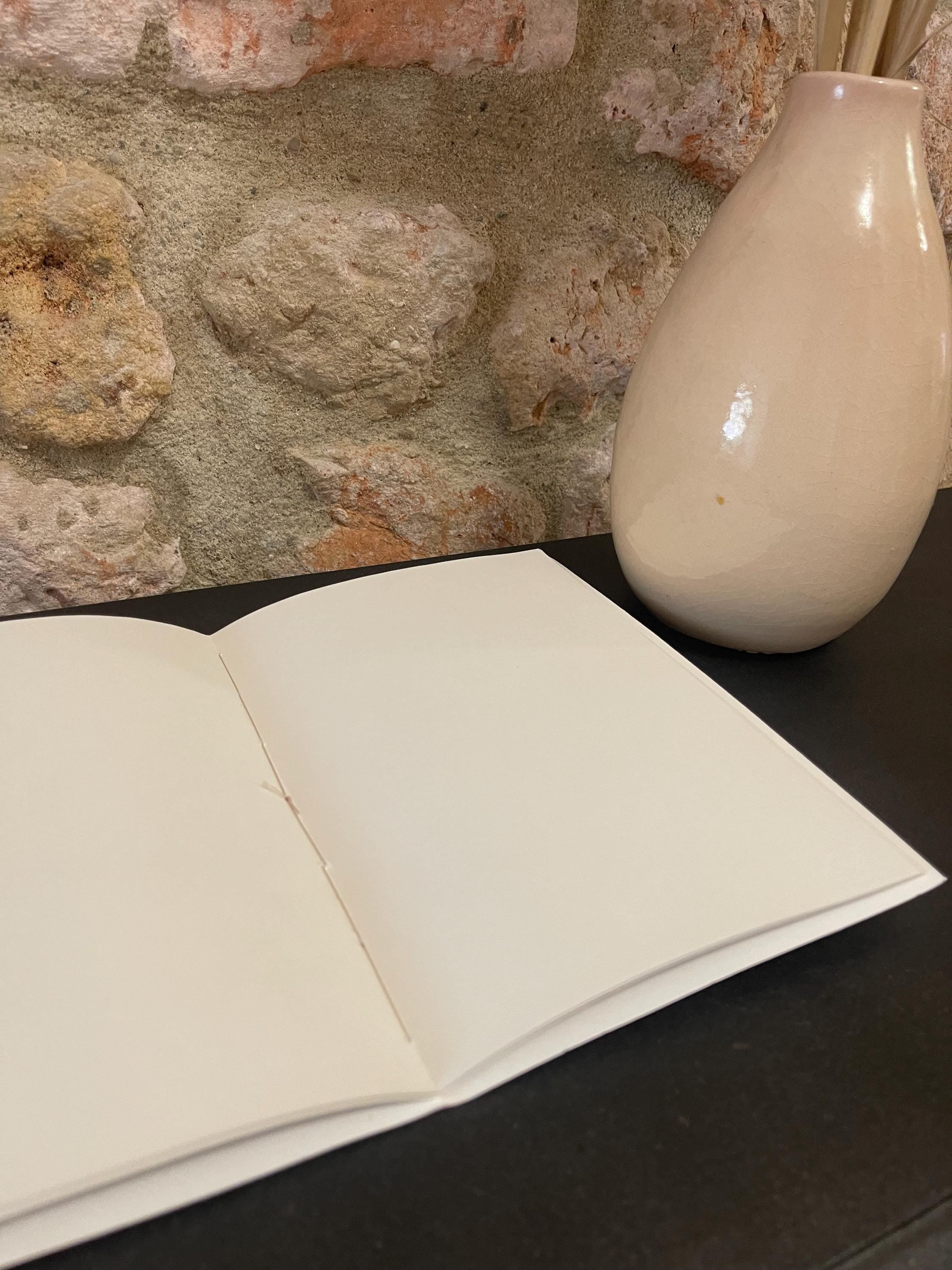Hand sewn, hand marbled sketchbook, notebook, journal, softcover in cream and burgundy with recycled cream plain pages.