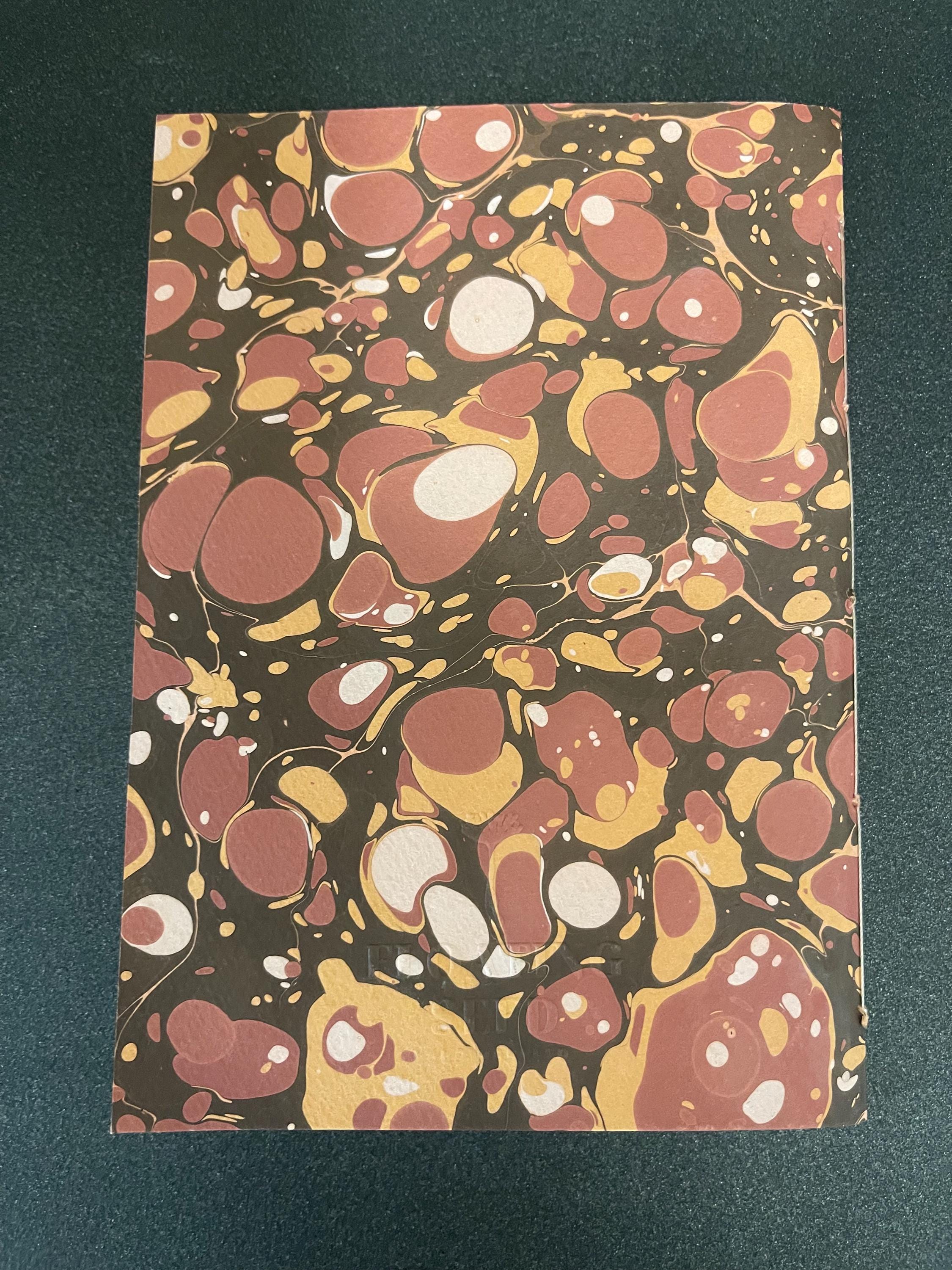 Pocket lined notebook, hand sewn, hand marbled soft cover, A6, in browns, stone pattern with 80 pages of lined 80g/m2 paper. Unique gift.