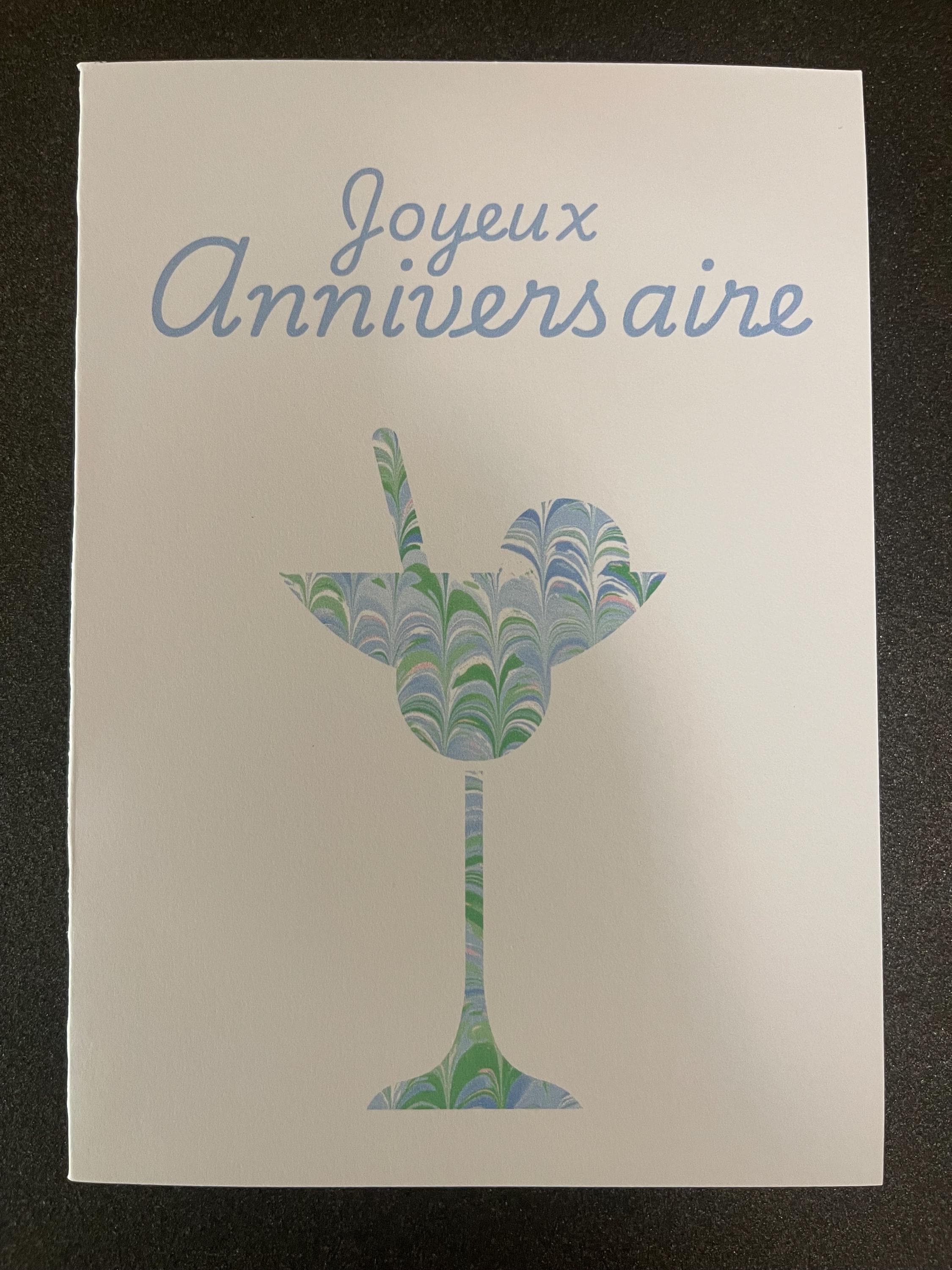 2 Cartes Joyeux Anniversaire Cocktail Printed marbled cards with envelopes, blank inside ideal for your birthday messages