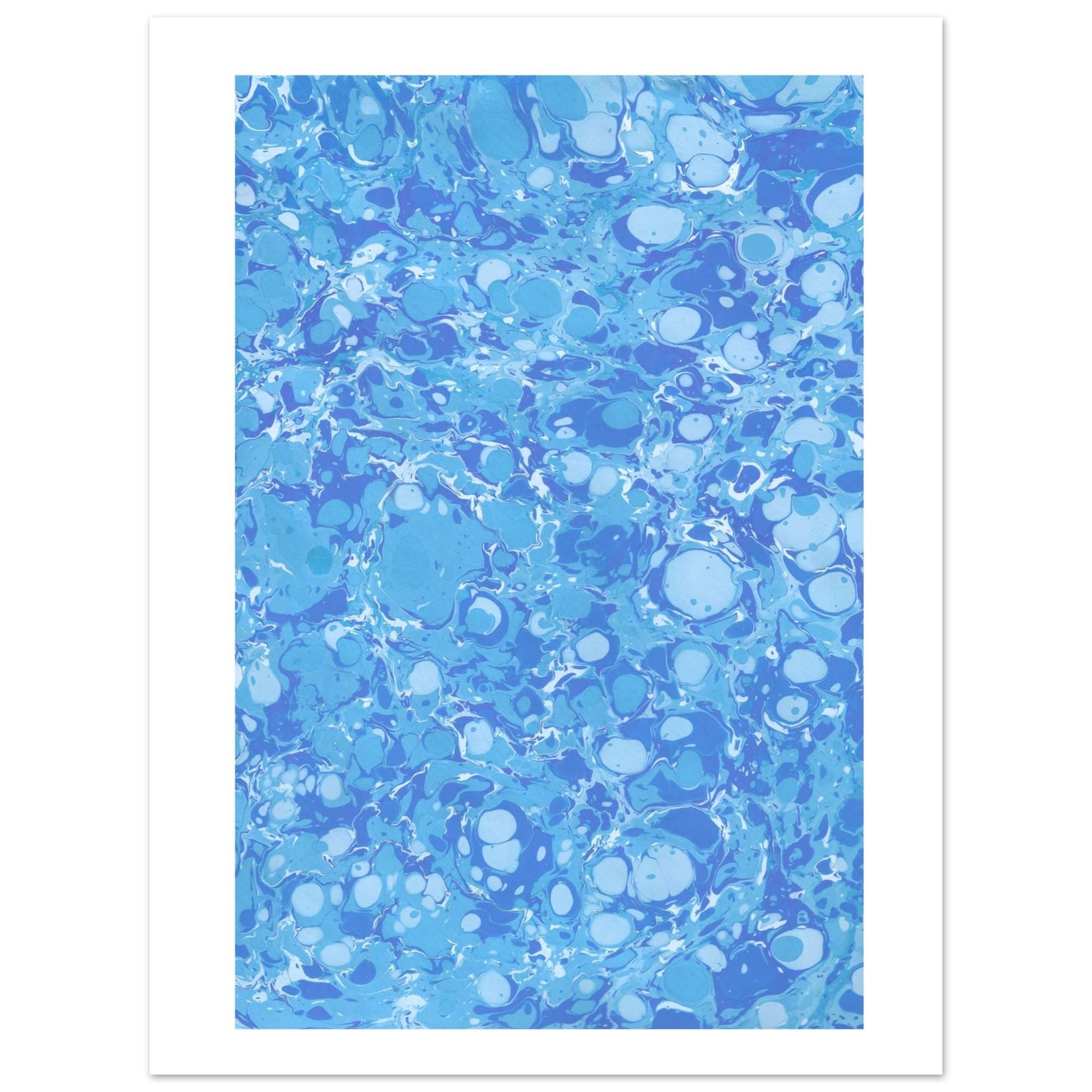 Blue Pebbles Marbled Fine Art Poster, Wall Art Print, Marbled Art, Abstract Art, Colourful Wall Art