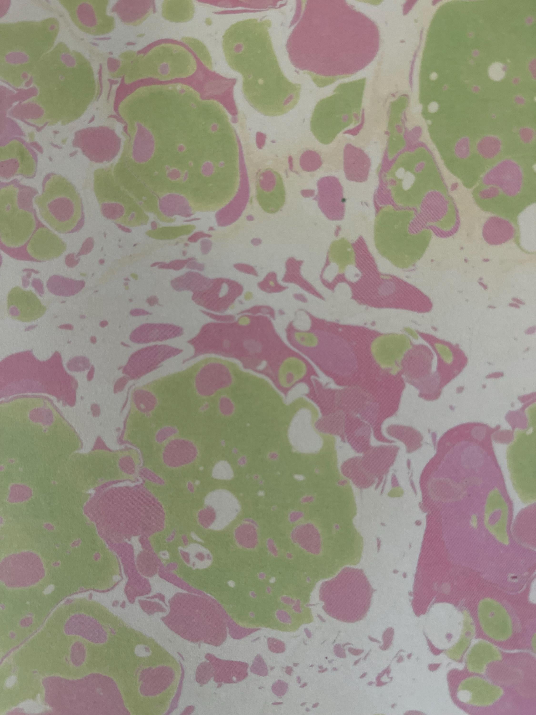 Marbled Notebook in pinks and greens, a bold twist on tradition, soft recycled cover, 96 lined pages, practical notebook for daily use