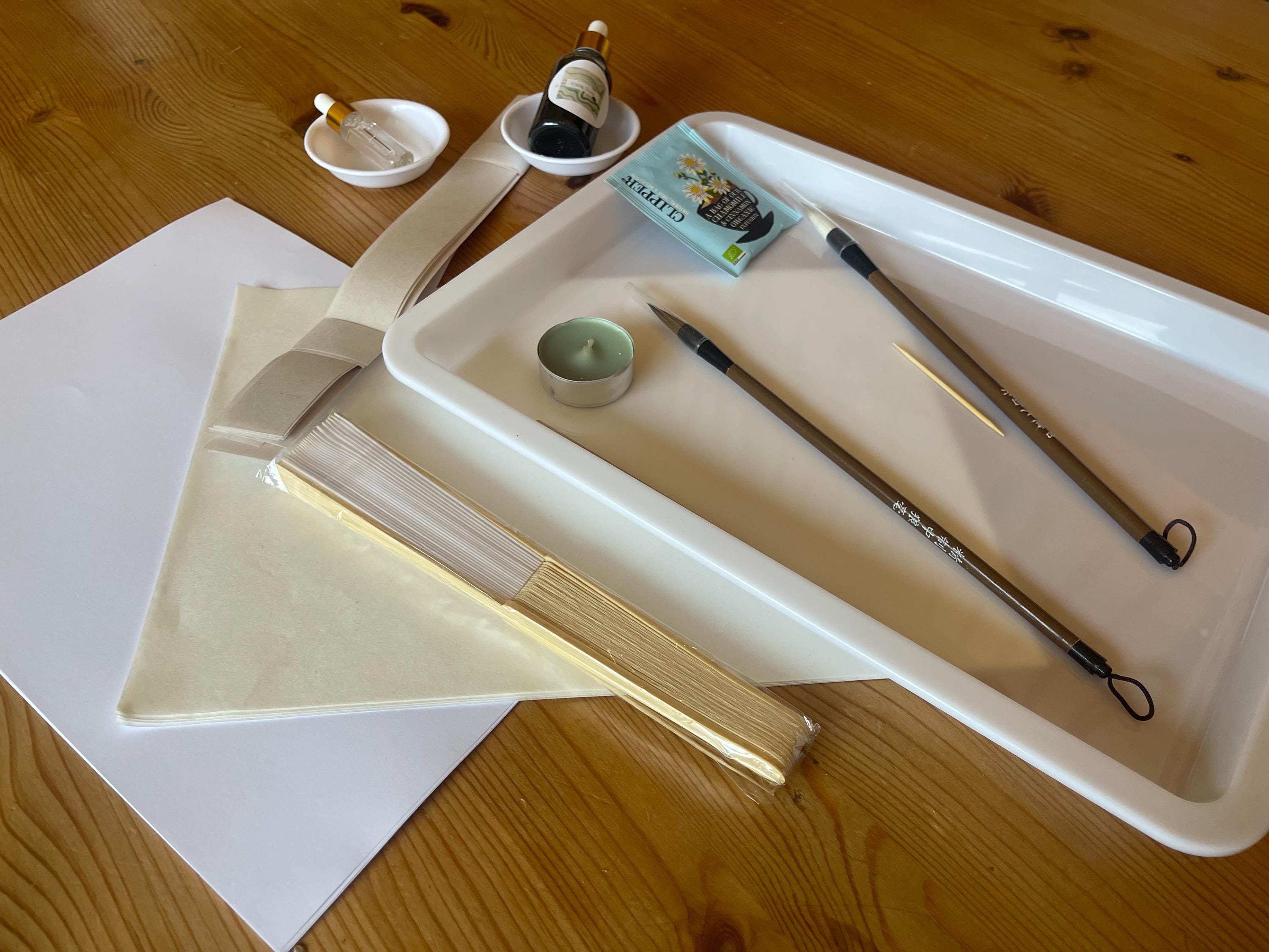 Suminagashi Kit, Japanese Ink Marbling Set, Mindfulness Gift, Meditation Art Supplies, Adults Self Care Gift, instructions in English/French