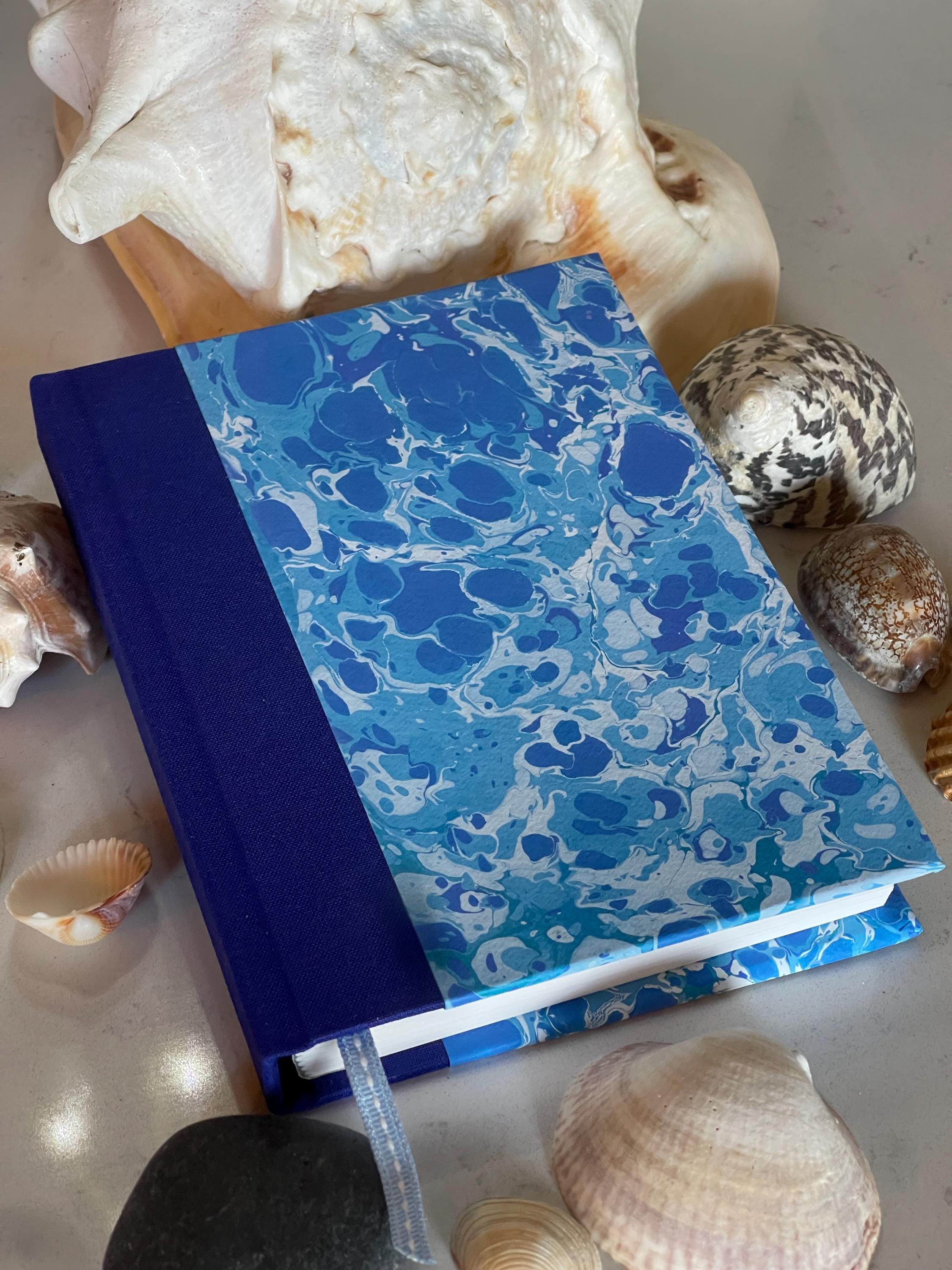 Marine inspired journal, swirling sea blues, Recycled Lined Pages