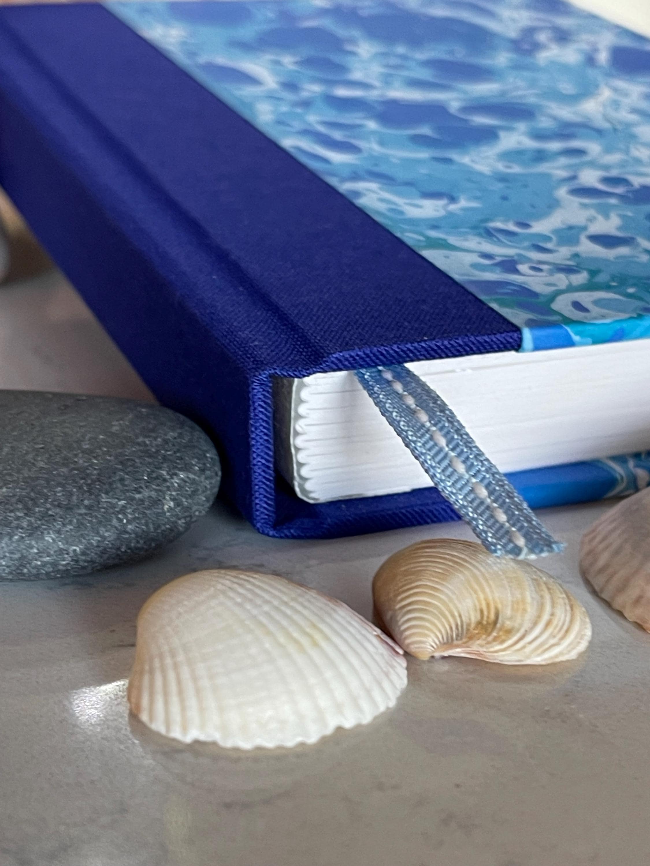 Marine inspired journal, swirling sea blues, Recycled Lined Pages