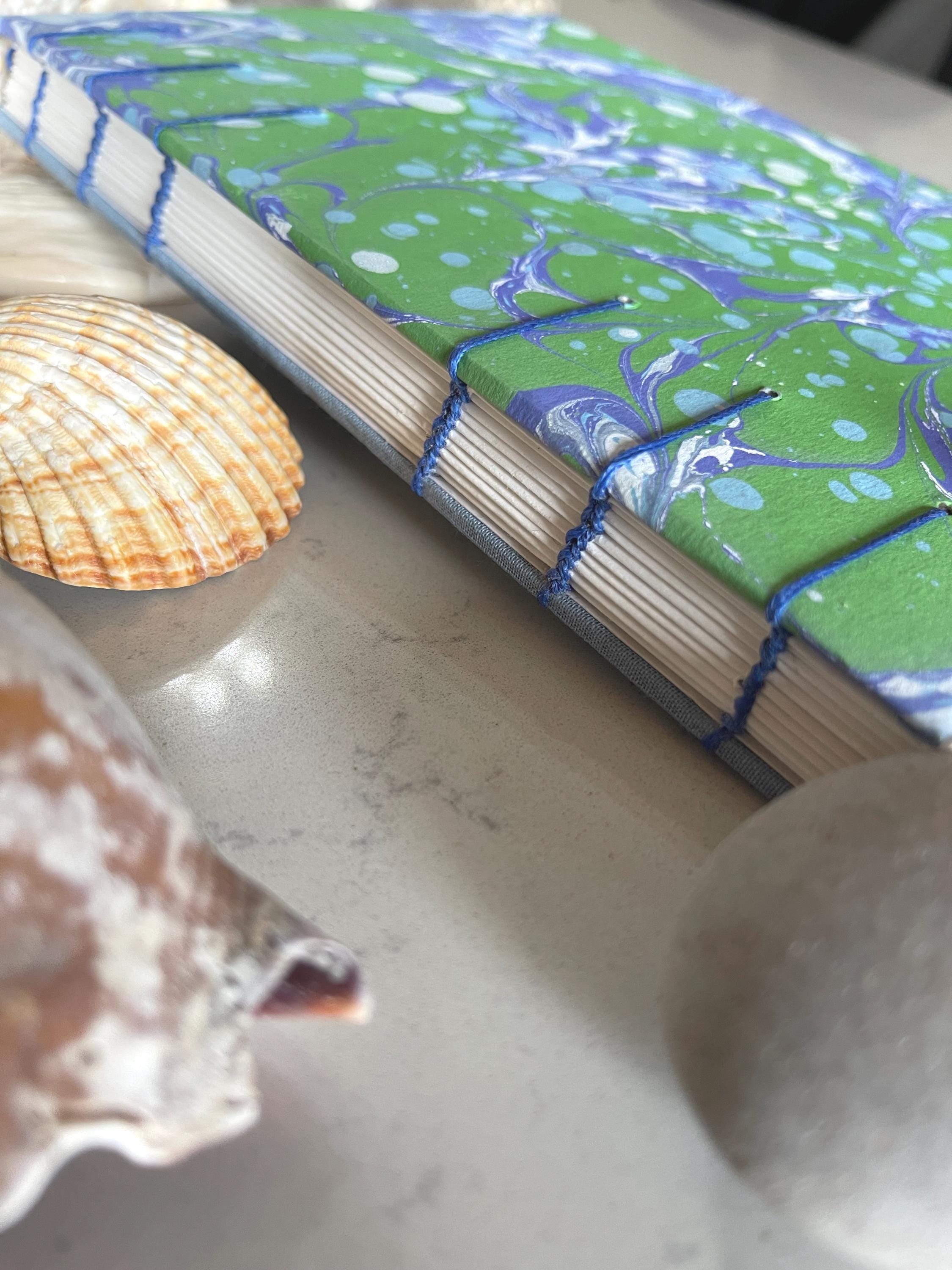 Hand-Marbled Coptic Bound Sketchbook – A5 Drawing Journal, Flat-Opening, 90gsm Canson Paper