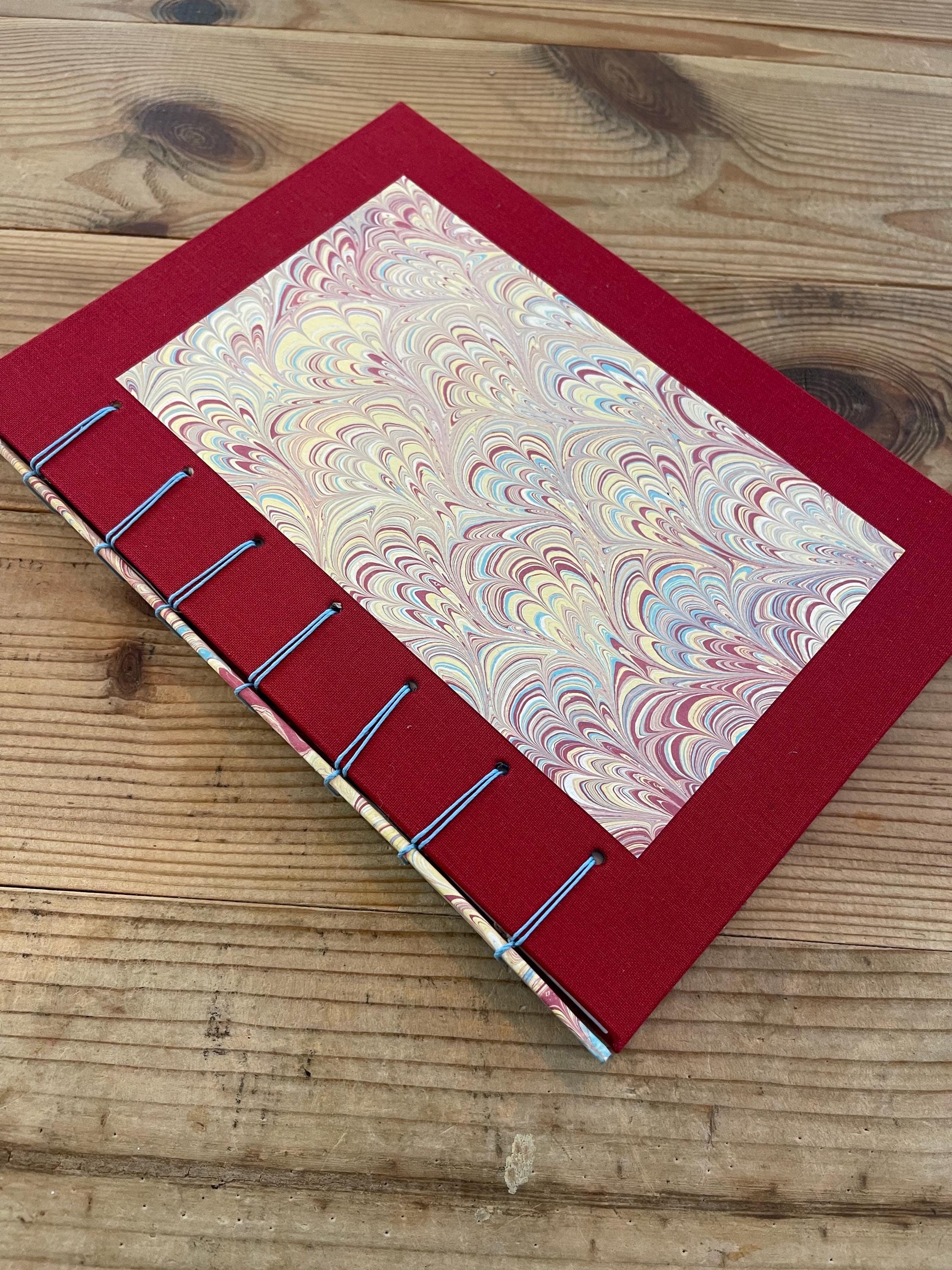 Handmade A5 Sketchbook | Secret Belgian Binding | Hand Marbled Bouquet Cover | Recycled Art Paper | Made in France