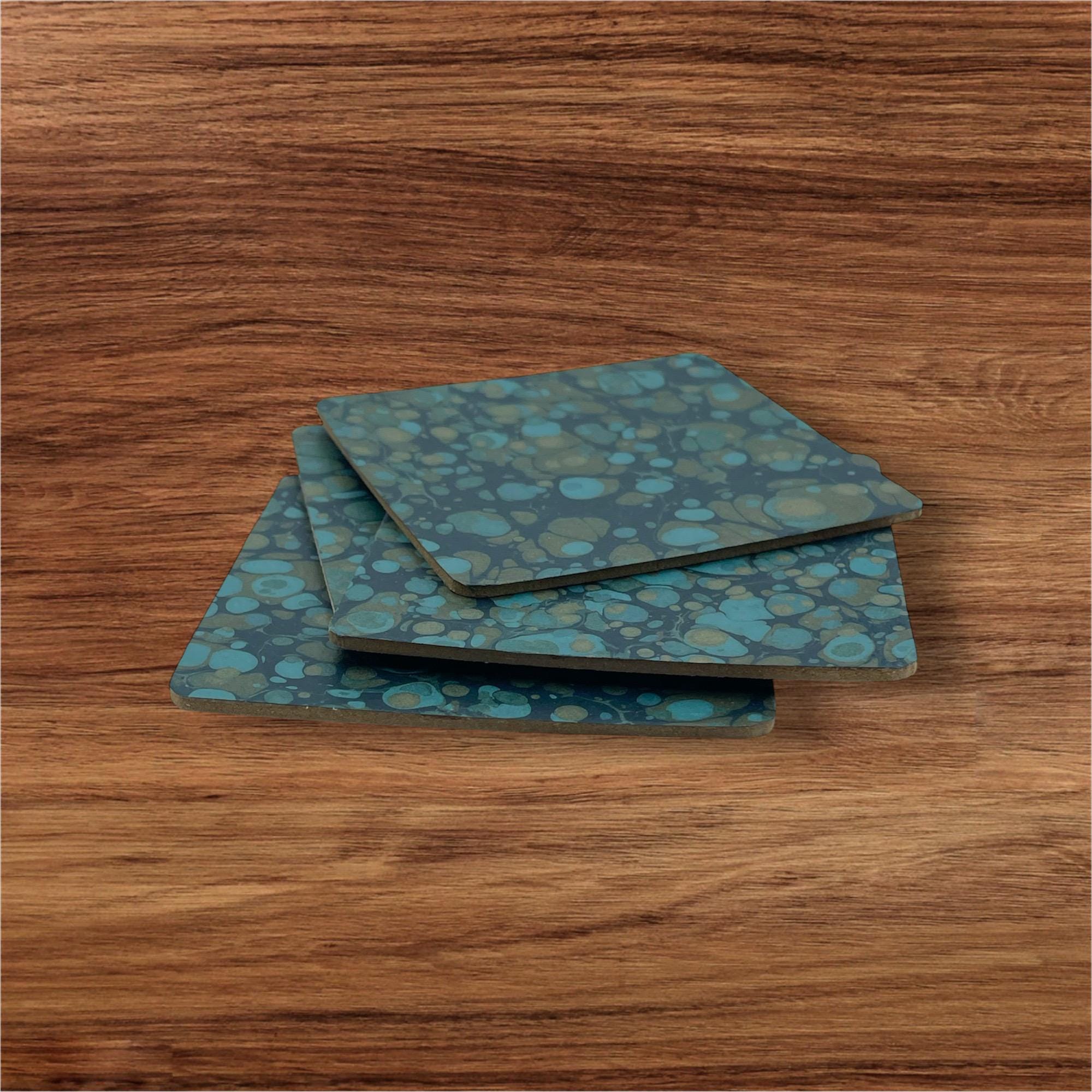 4 hand marbled coasters / 4 sous-verre marbré à la main