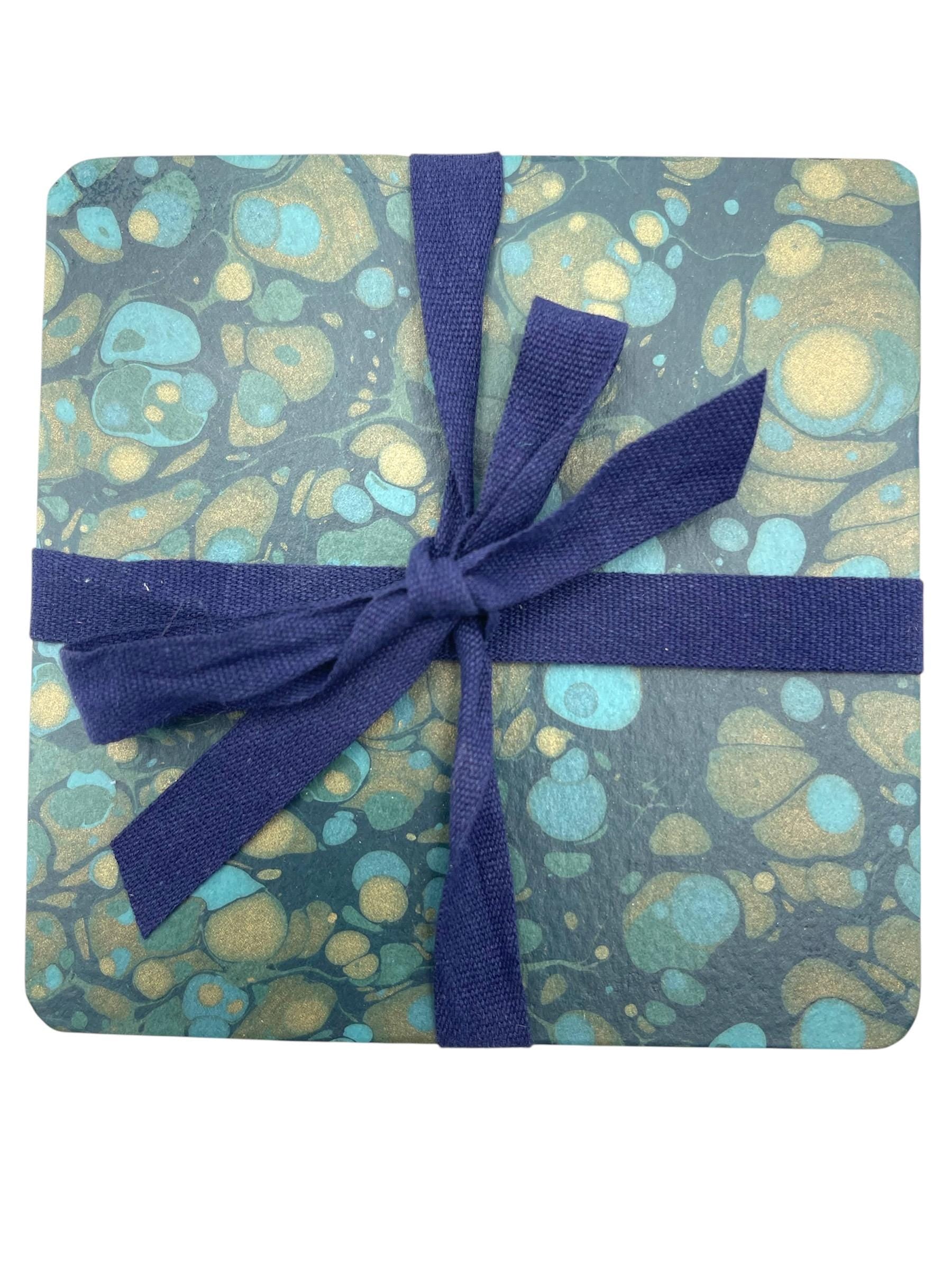 4 hand marbled coasters / 4 sous-verre marbré à la main