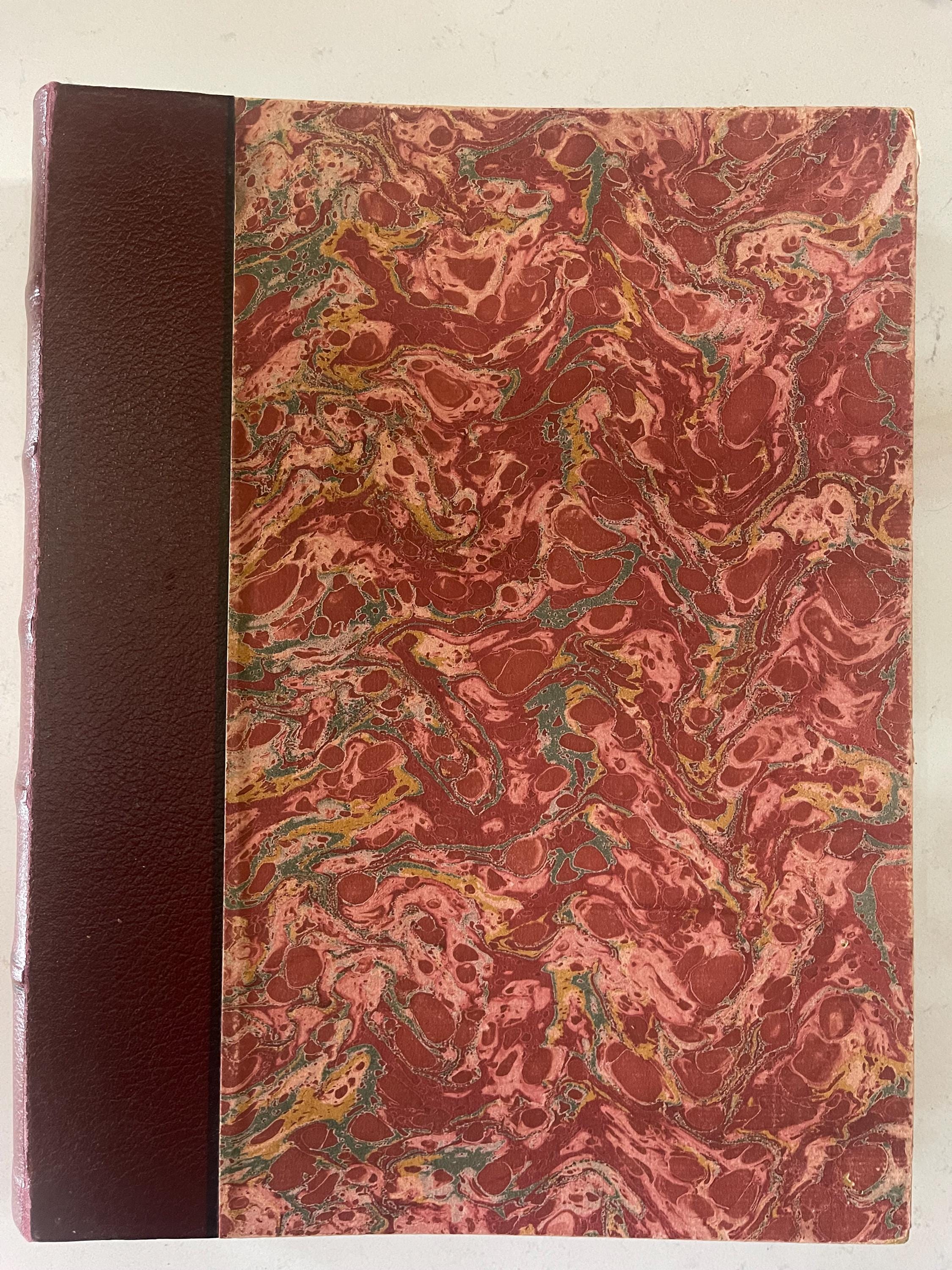2 marbled, leather-bound volumes of 12 issues of the iconic French magazine Réalités dating from 1953.