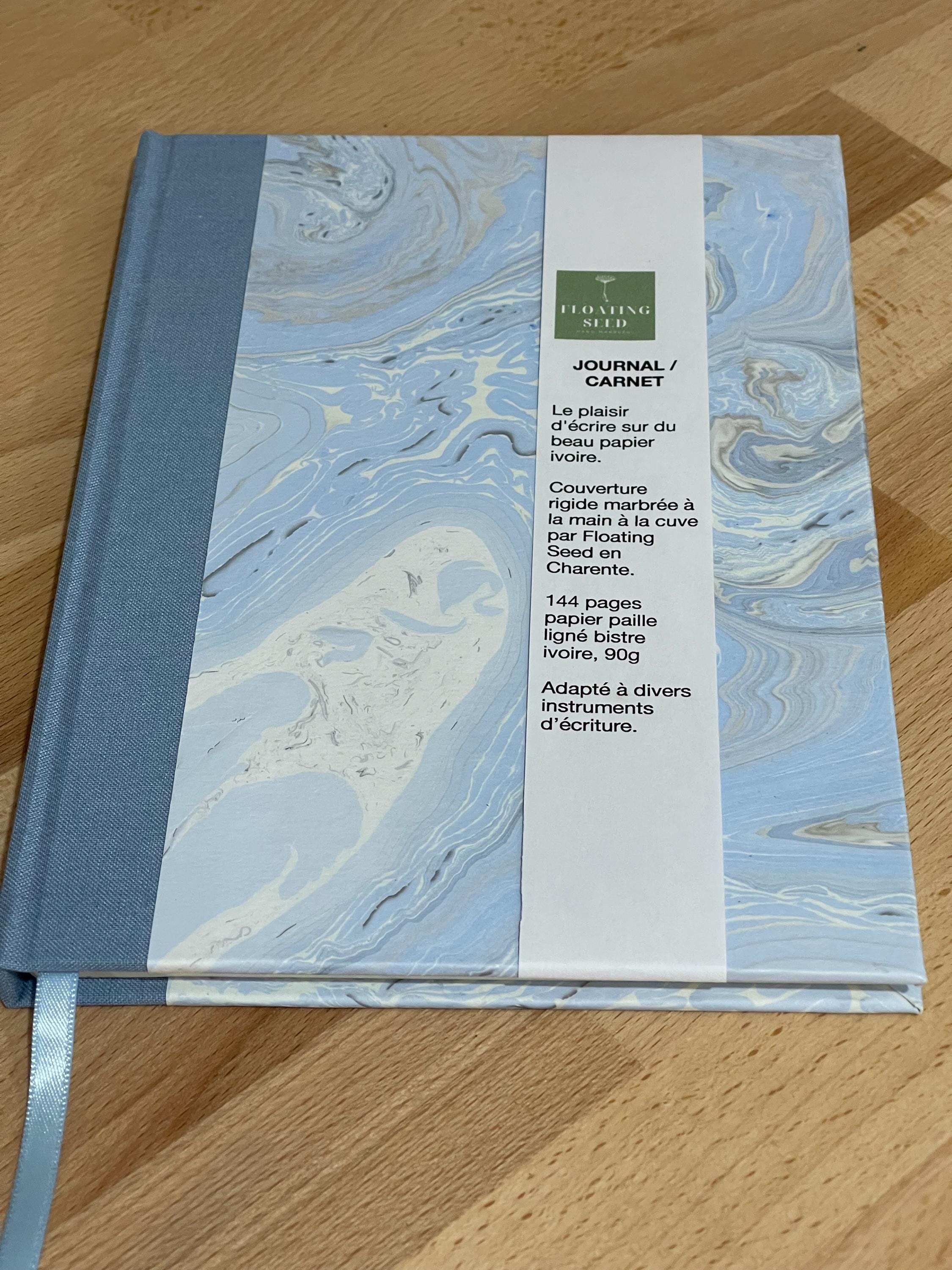 Marbled Notebook/Journal A5 Hard Cover, Hand Made, Blue, suminagashi technique - lined pages
