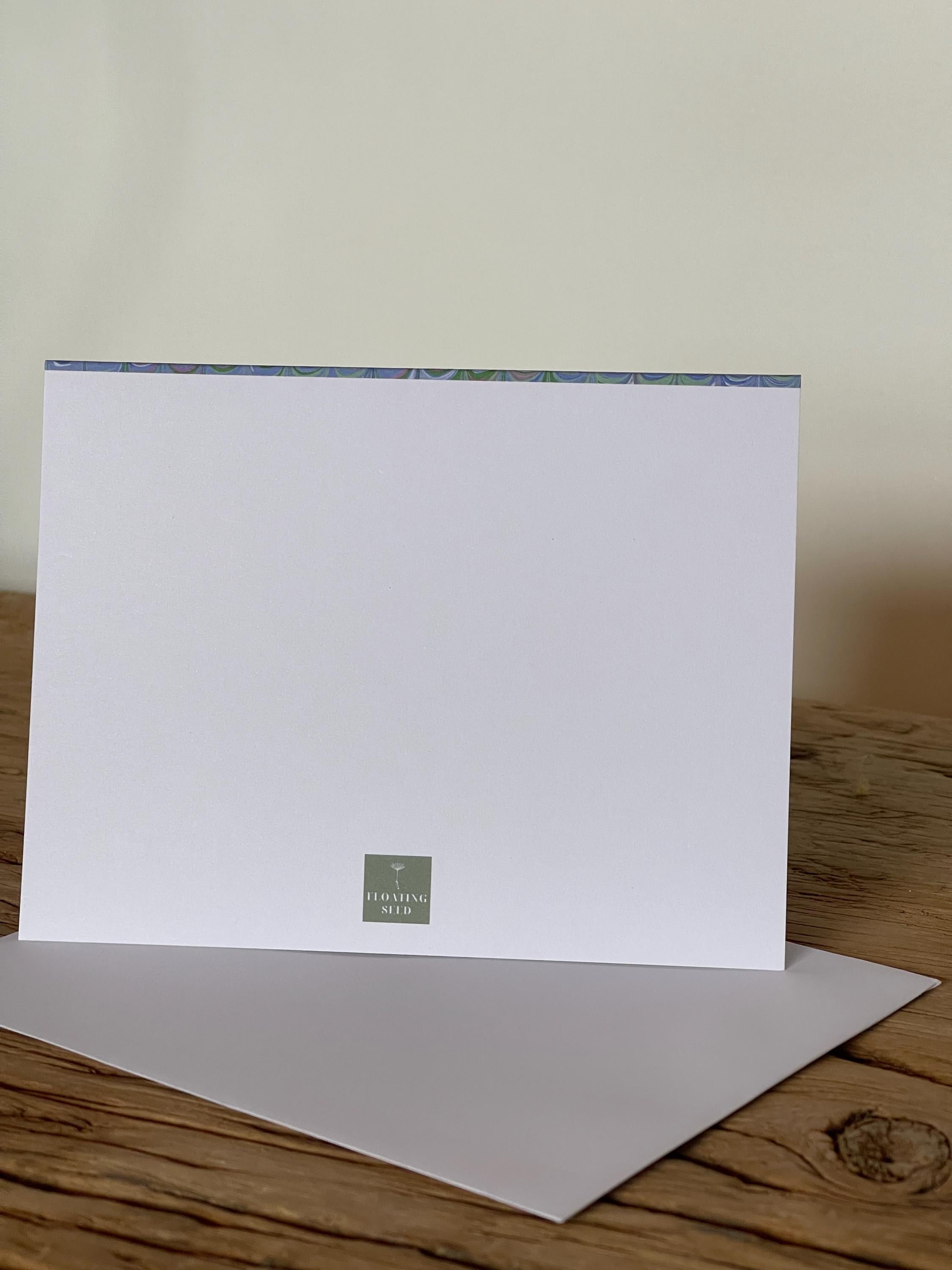 Printed marbled card with envelope, blank inside ideal for thank you notes or general gifts