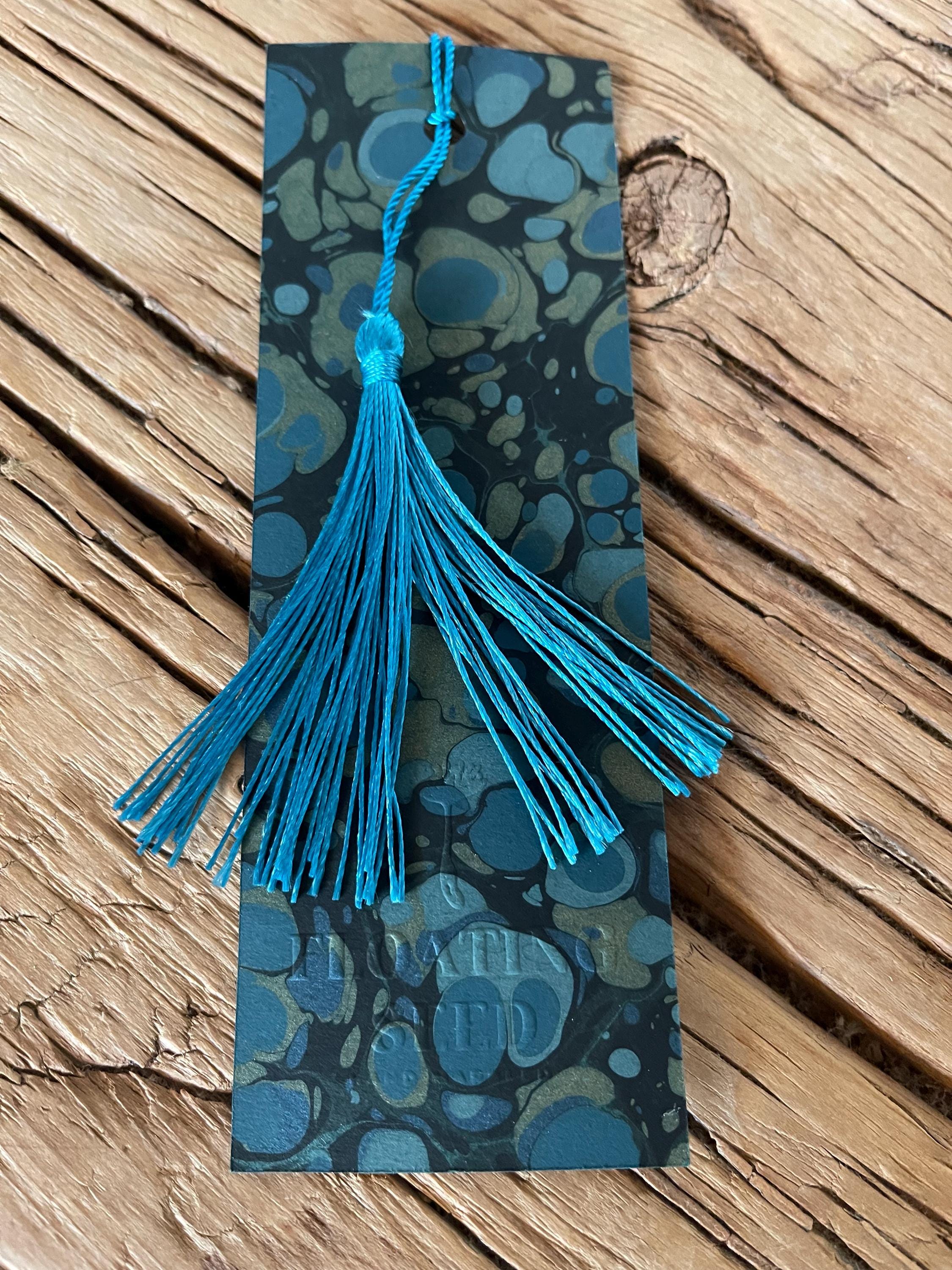 Bookmark, unique hand marbled with matching tassel, ideal small gift for any book lover