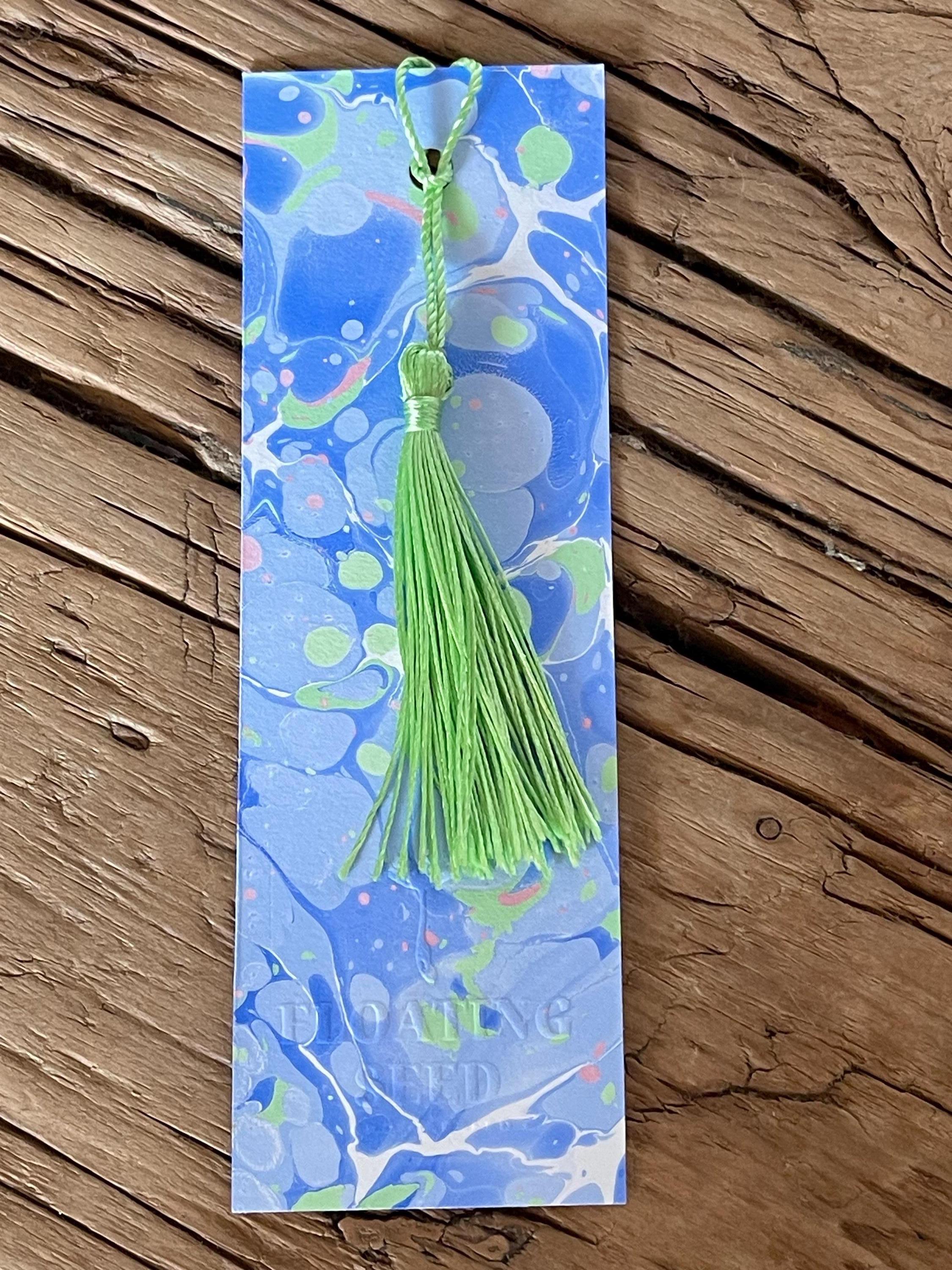 Bookmark, unique hand marbled with matching tassel, ideal small gift for any book lover