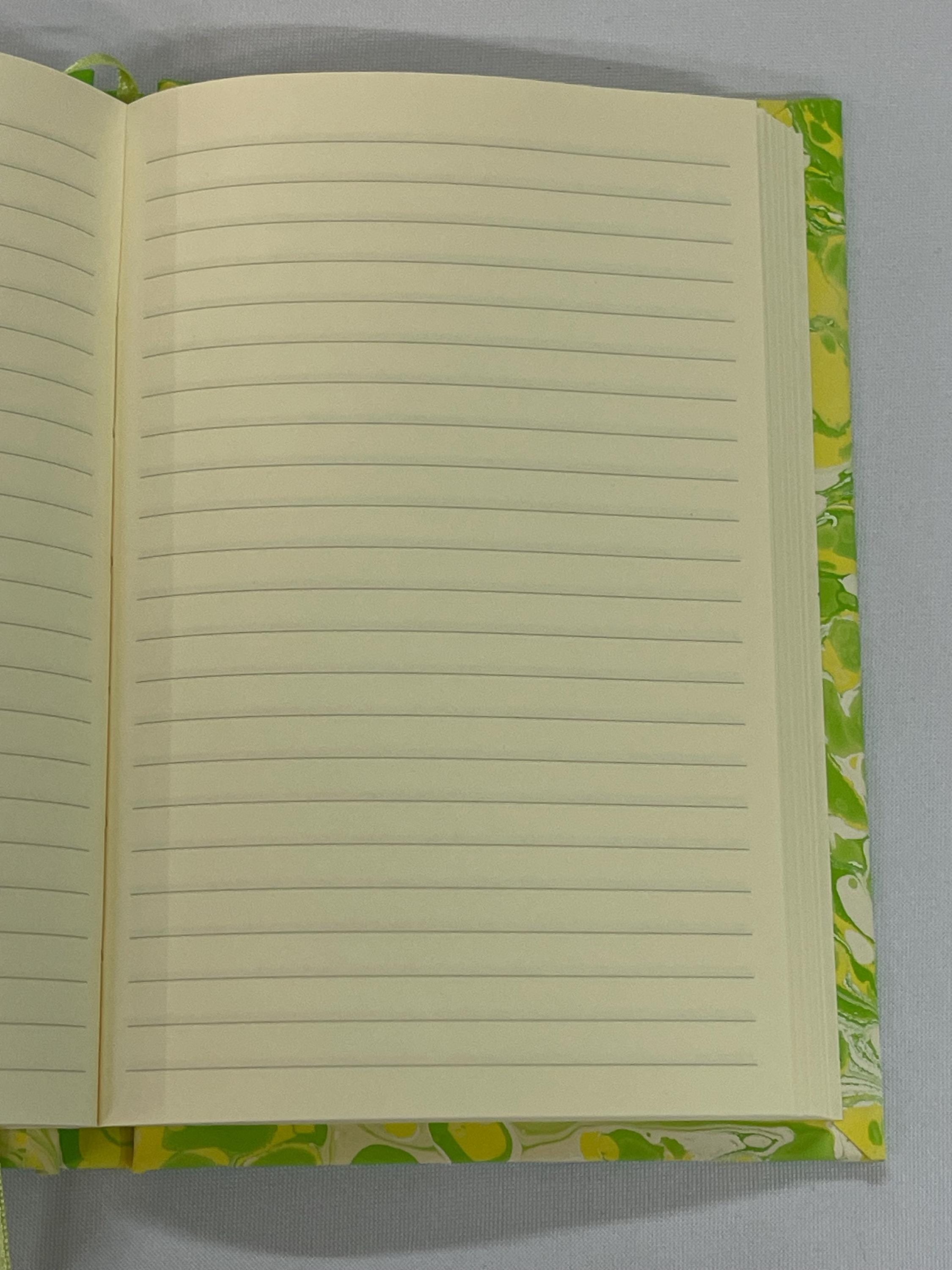 Hand Marbled Pocket Notebook | Lemon & Lime Inspired Journal | Handmade Lined Notebook | Unique Gift for Writers, Stationery Lovers