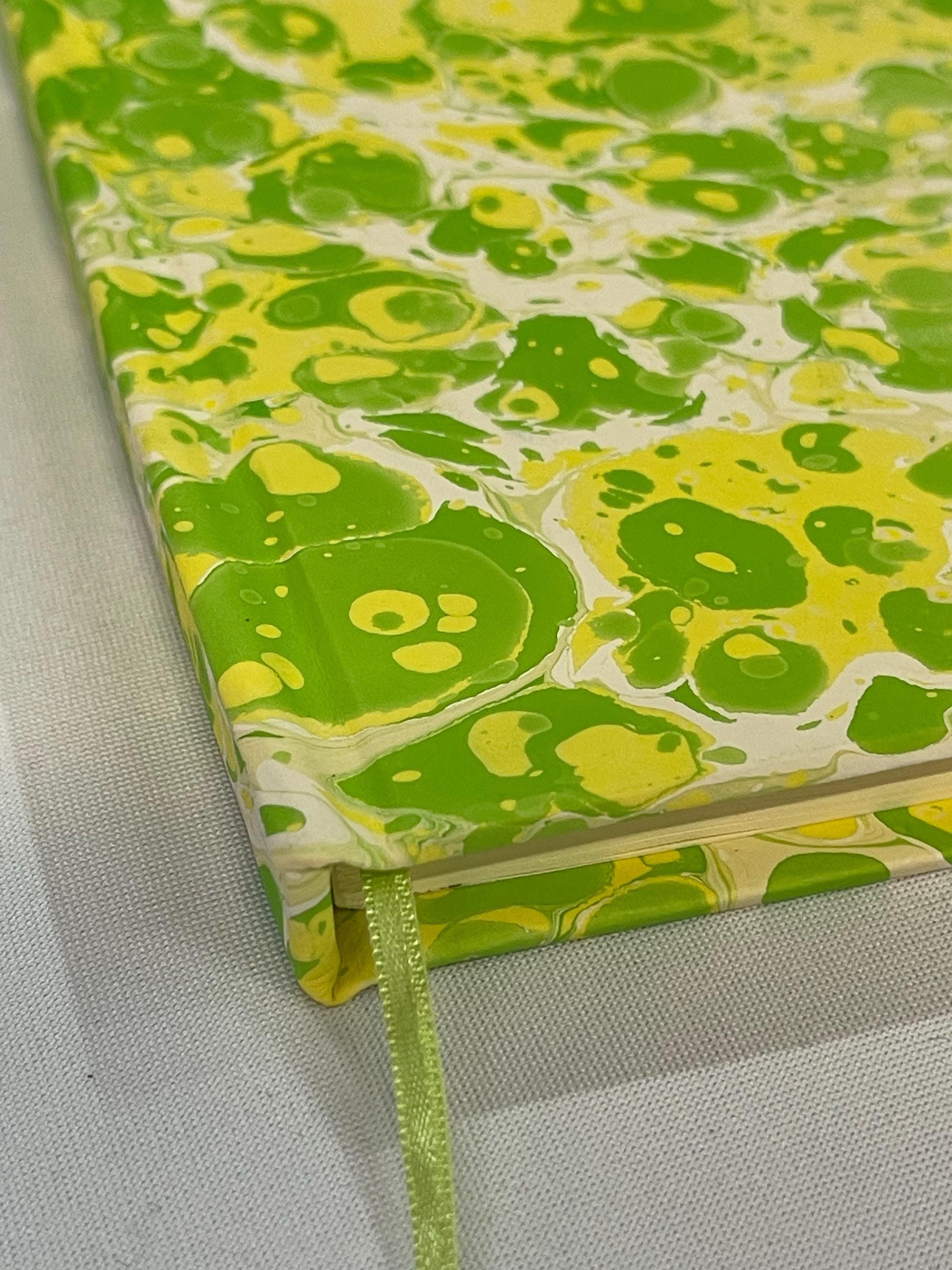 Hand Marbled Pocket Notebook | Lemon & Lime Inspired Journal | Handmade Lined Notebook | Unique Gift for Writers, Stationery Lovers