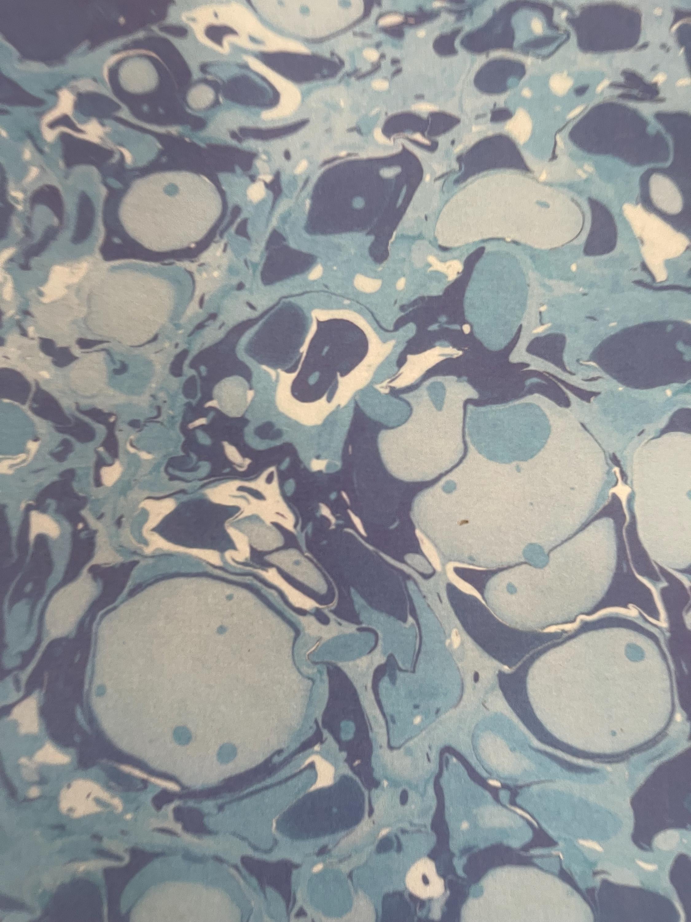 Marbled Notebook in gorgeous blues, a bold twist on tradition, soft recycled cover, 96 lined pages, practical notebook for daily use