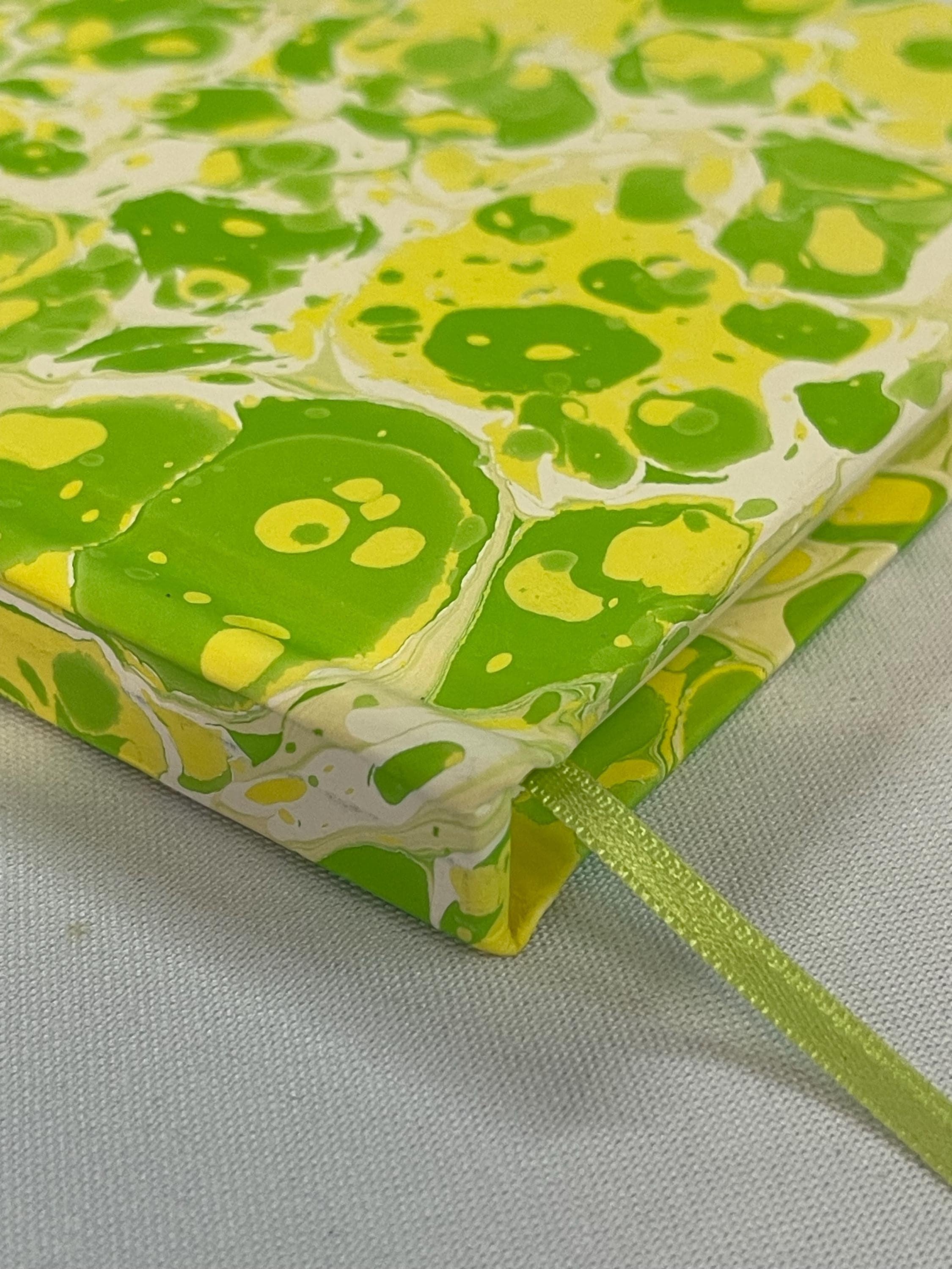 Hand Marbled Pocket Notebook | Lemon & Lime Inspired Journal | Handmade Lined Notebook | Unique Gift for Writers, Stationery Lovers