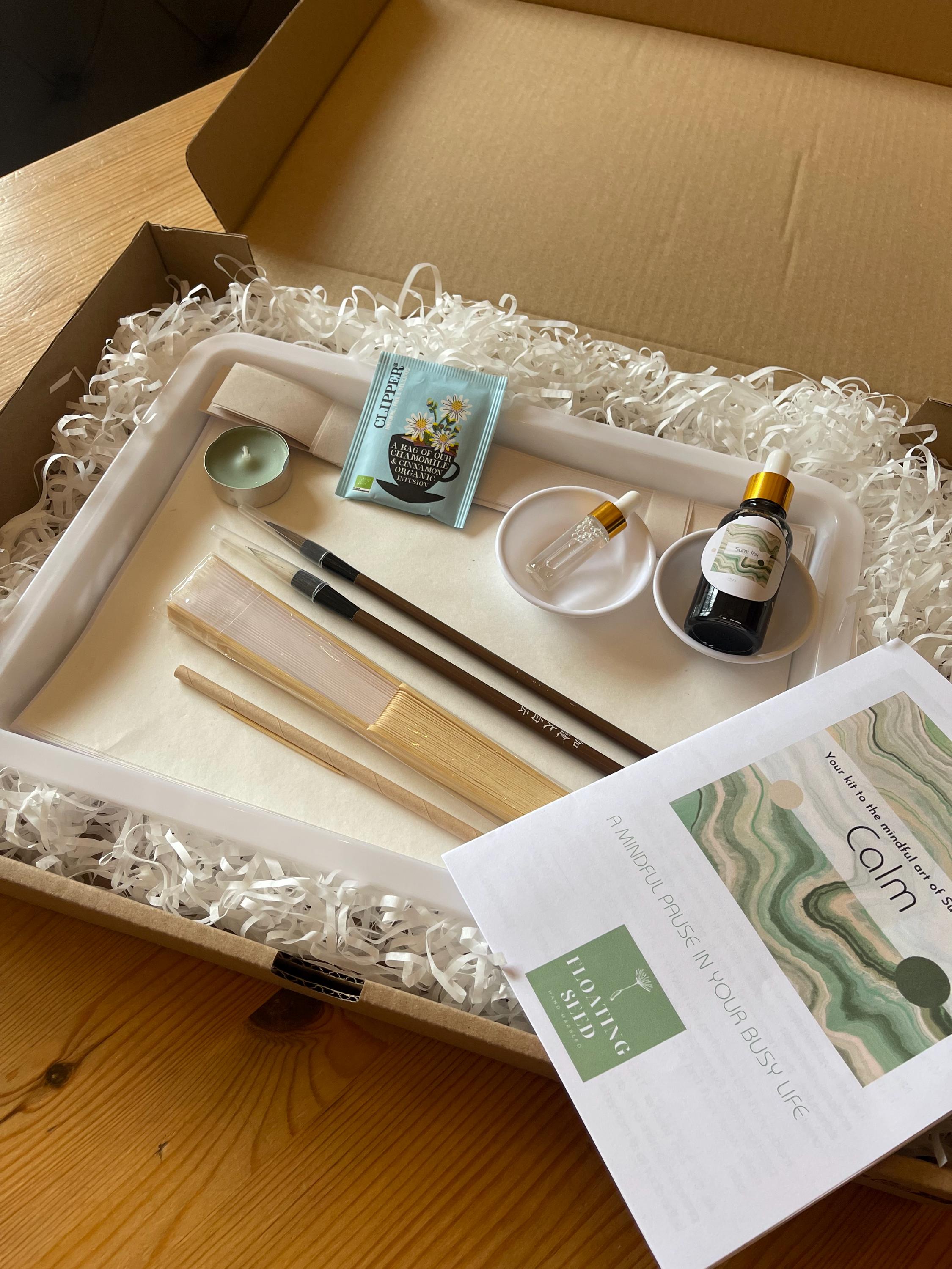 Suminagashi Kit, Japanese Ink Marbling Set, Mindfulness Gift, Meditation Art Supplies, Adults Self Care Gift, instructions in English/French