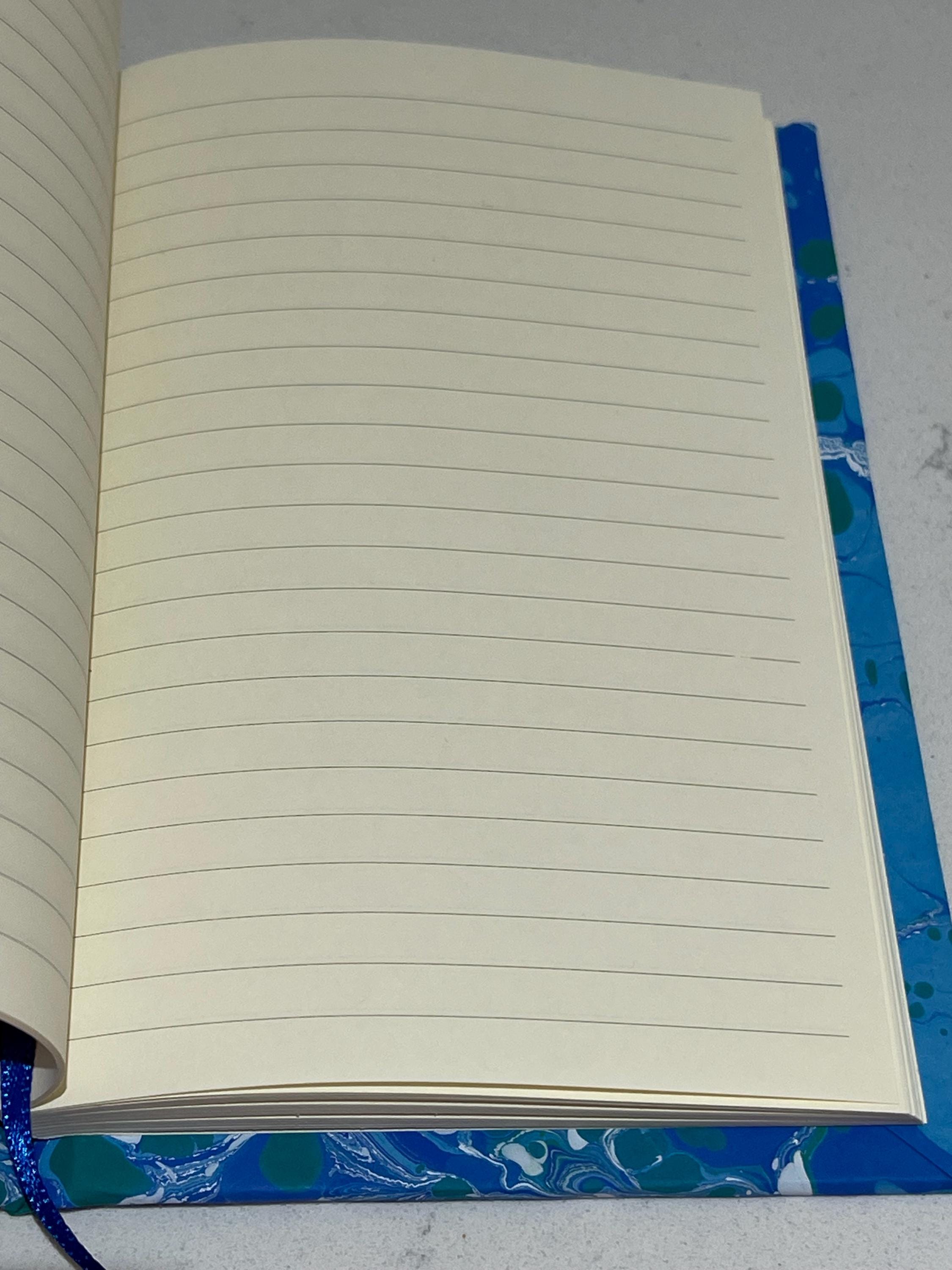 Sea inspired Hand Marbled Lined Journal | for Writers, Stationery Lovers