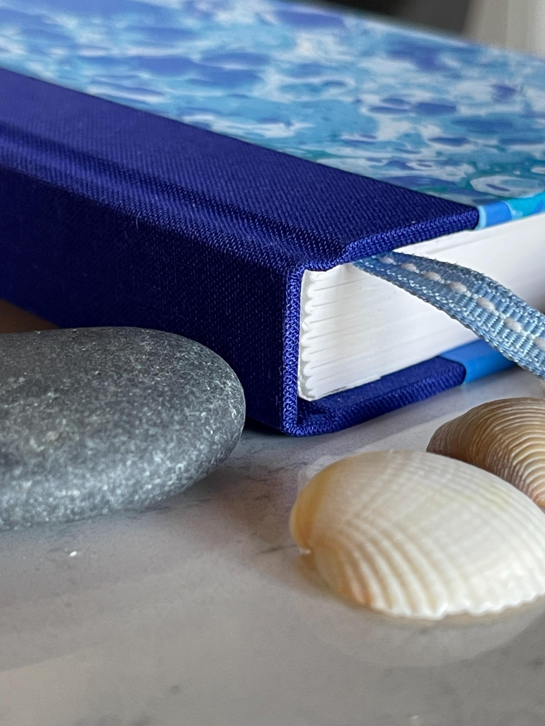 Marine inspired journal, swirling sea blues, Recycled Lined Pages