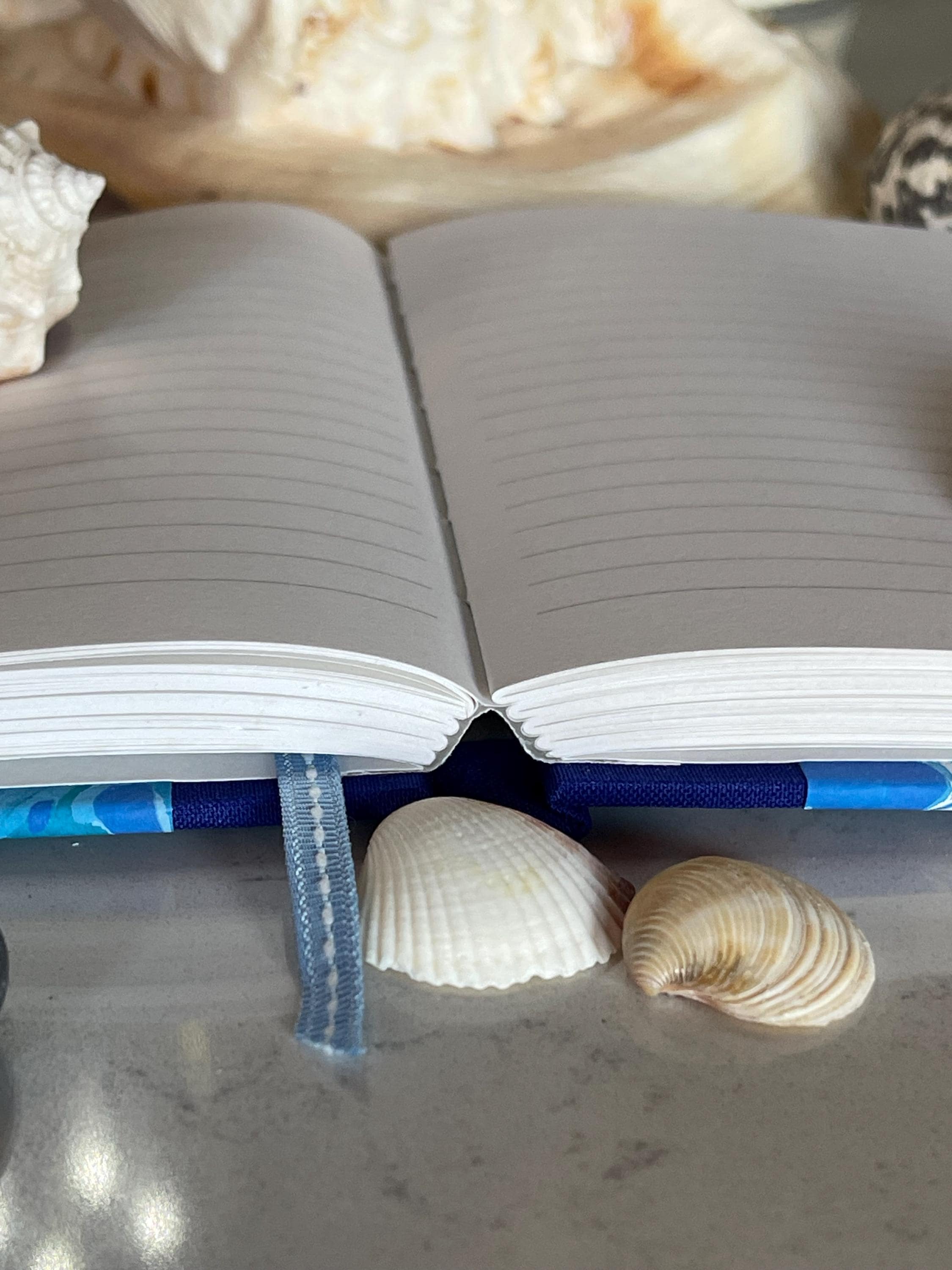 Marine inspired journal, swirling sea blues, Recycled Lined Pages