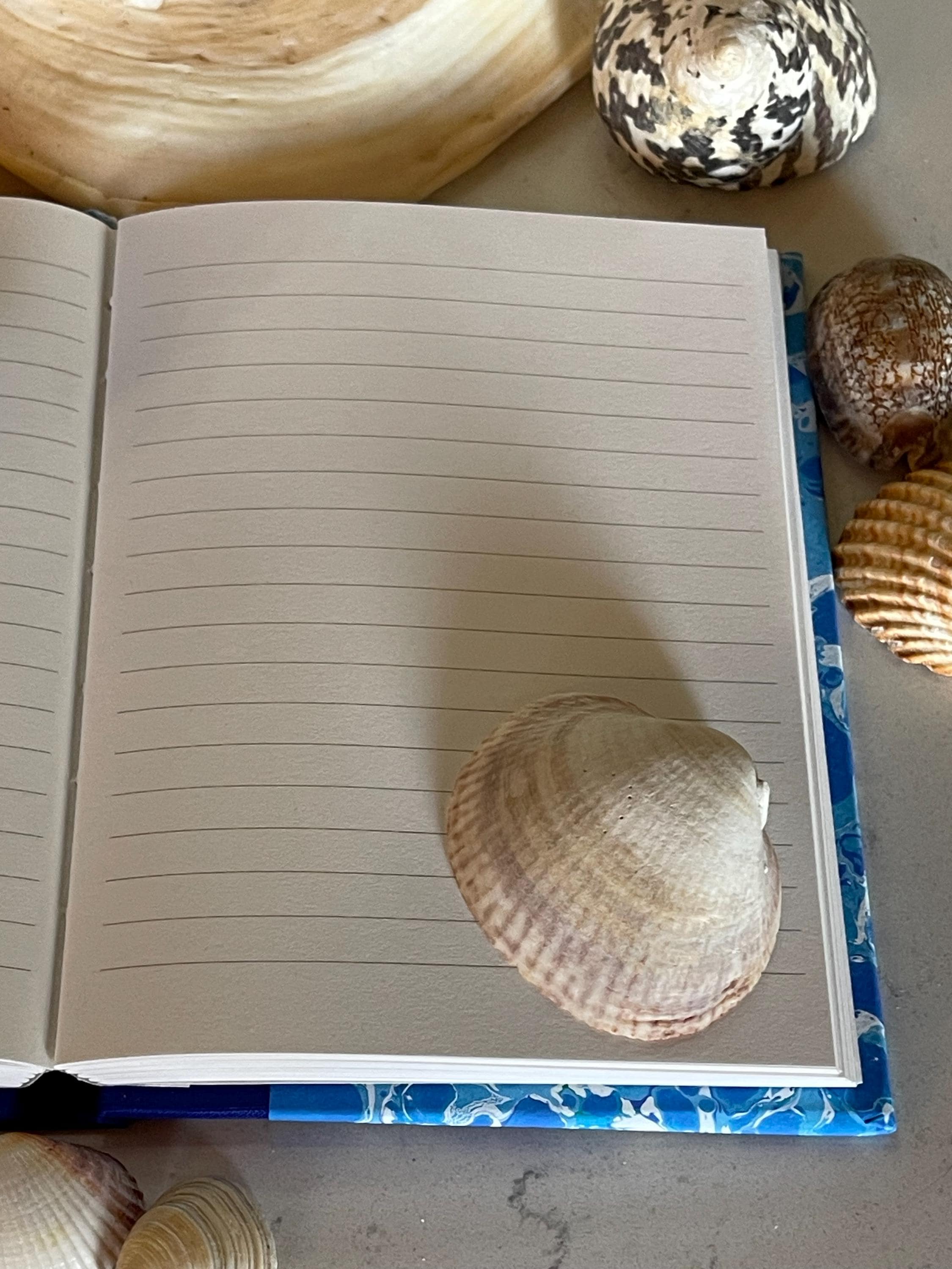 Marine inspired journal, swirling sea blues, Recycled Lined Pages