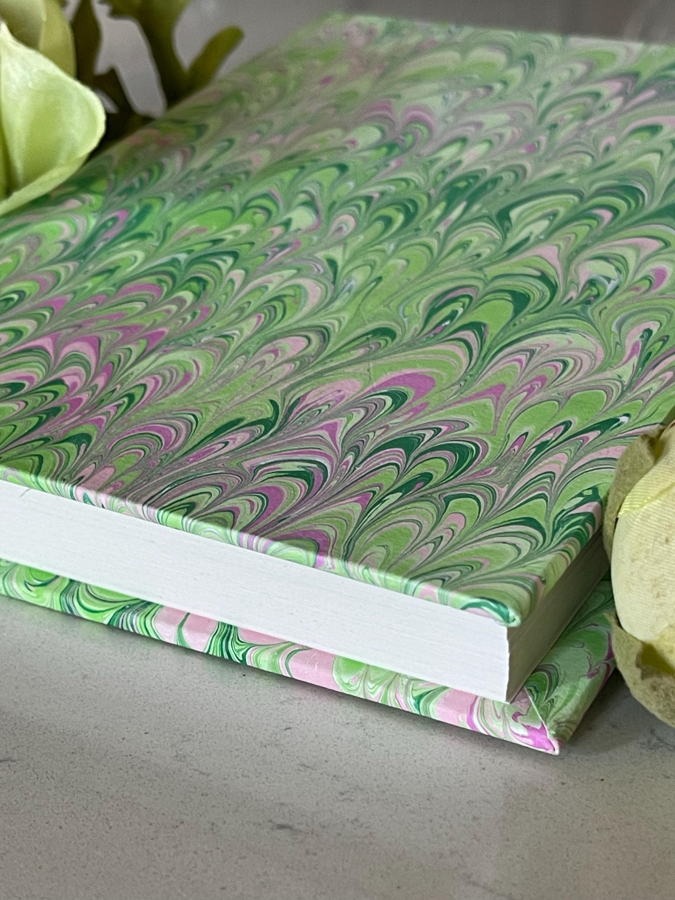 Floral inspired journal, Bouquet pinks and greens, Recycled Lined Pages