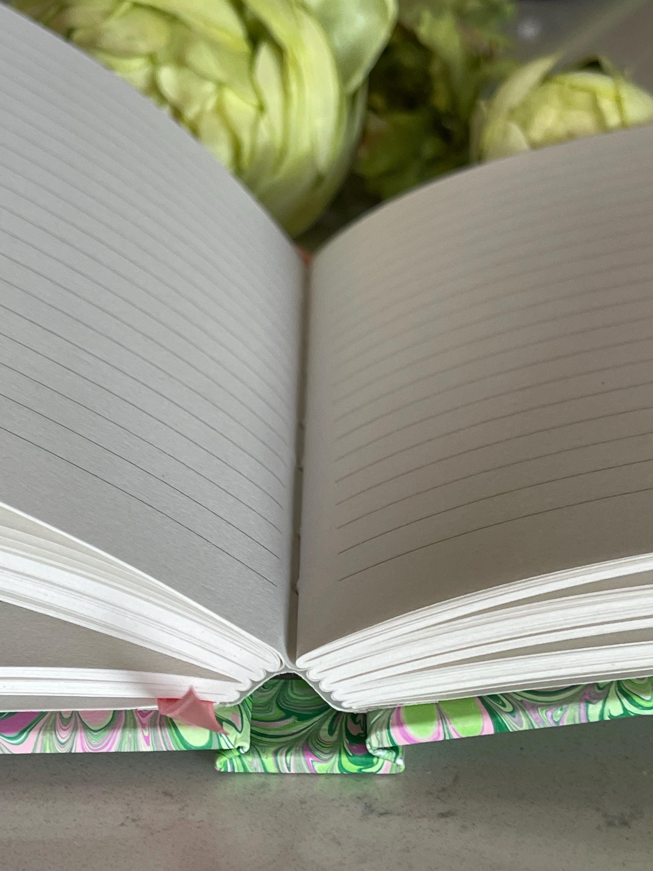 Floral inspired journal, Bouquet pinks and greens, Recycled Lined Pages