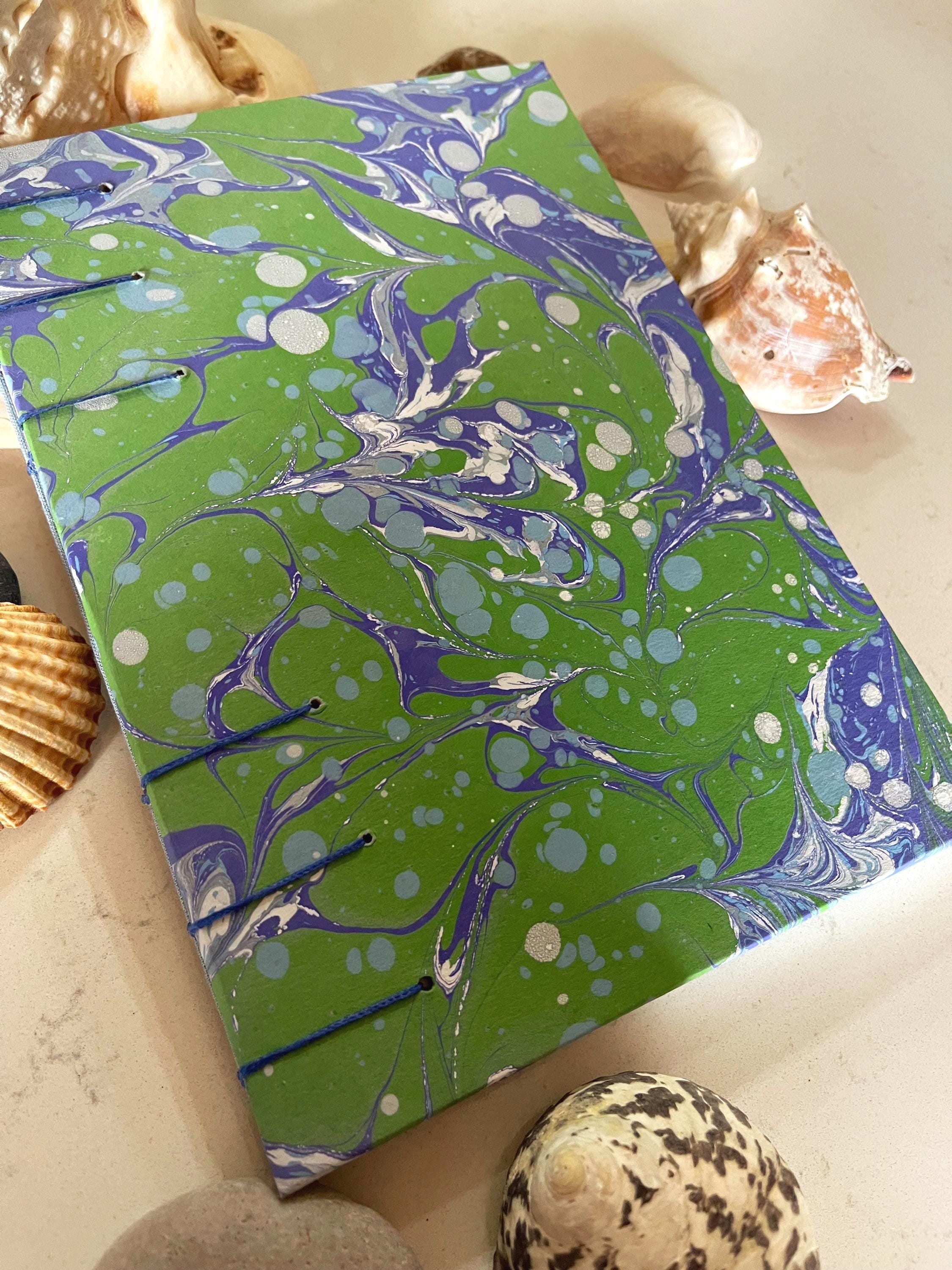 Hand-Marbled Coptic Bound Sketchbook – A5 Drawing Journal, Flat-Opening, 90gsm Canson Paper