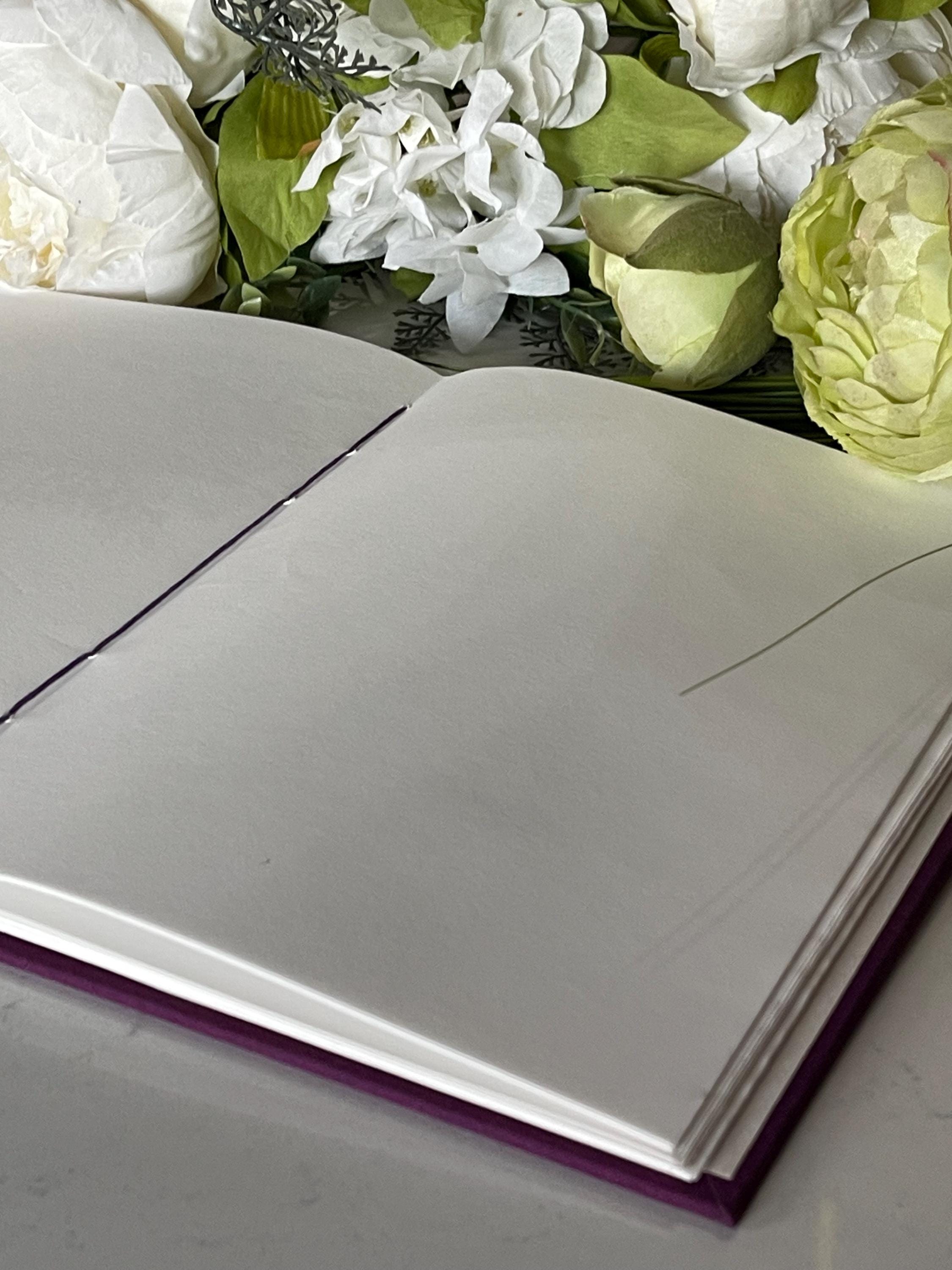 A5 Handmade Coptic Bound Sketchbook – Lavender Hand-Marbled Cover, Artist Notebook, Opens Flat