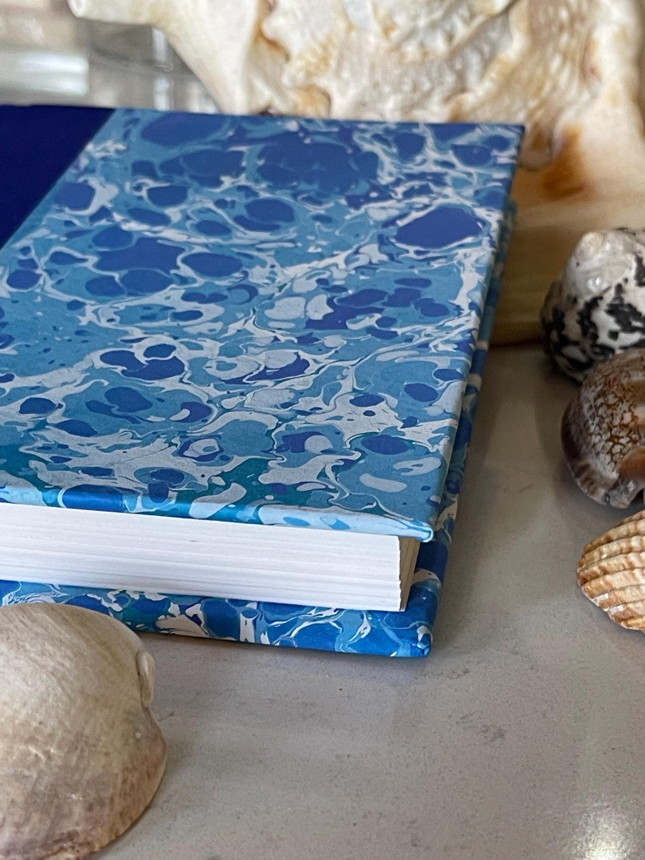 Marine inspired journal, swirling sea blues, Recycled Lined Pages